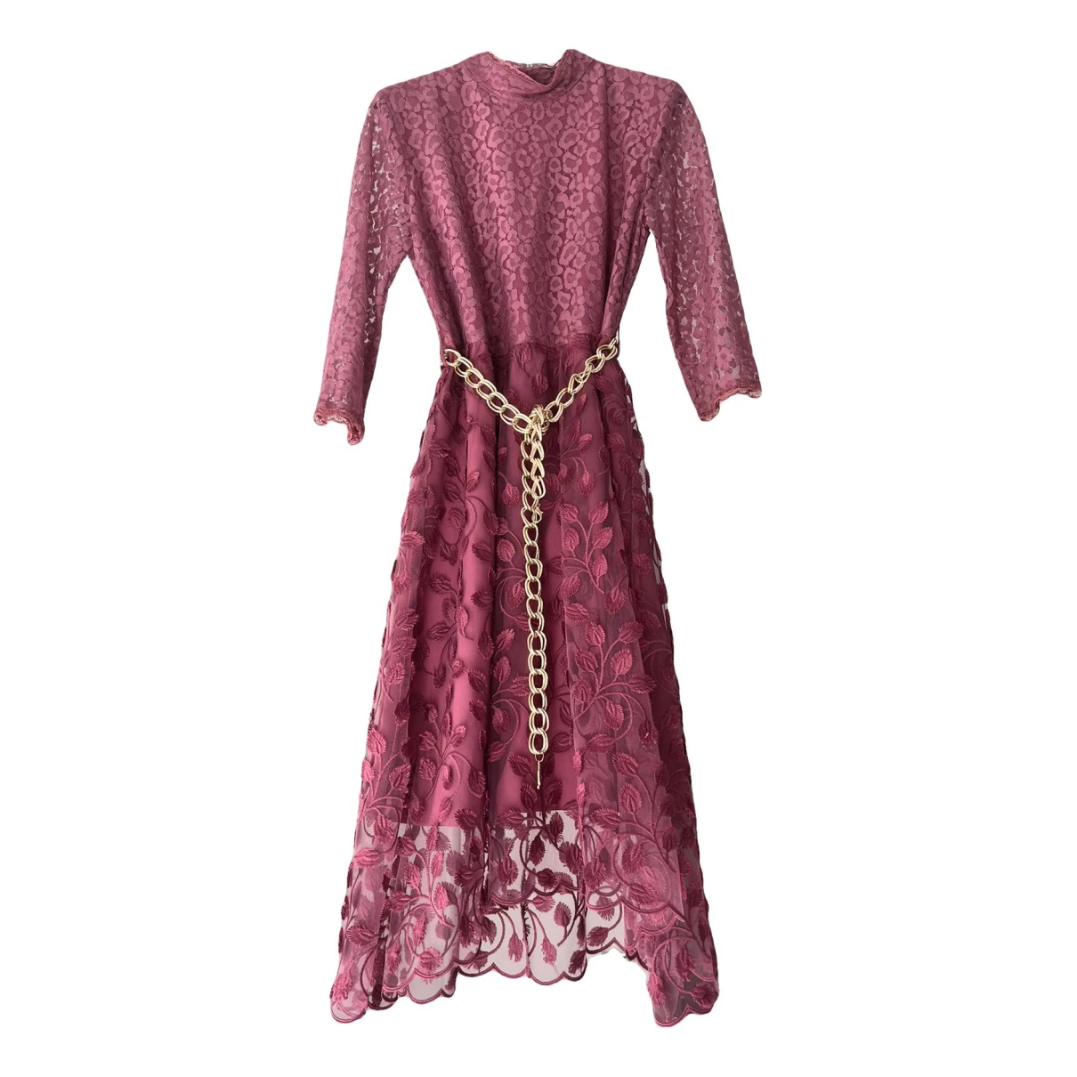 Pre-owned Just Cavalli Lace Mid-length Dress In Pink