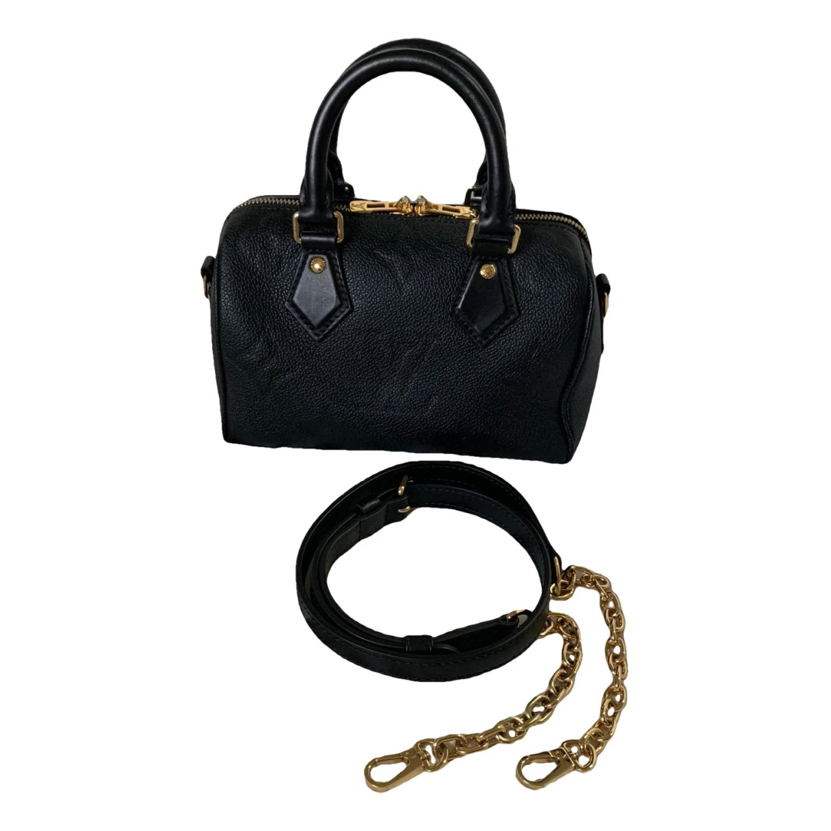 Pre-owned Louis Vuitton Speedy Bandoulière Leather Handbag In Black
