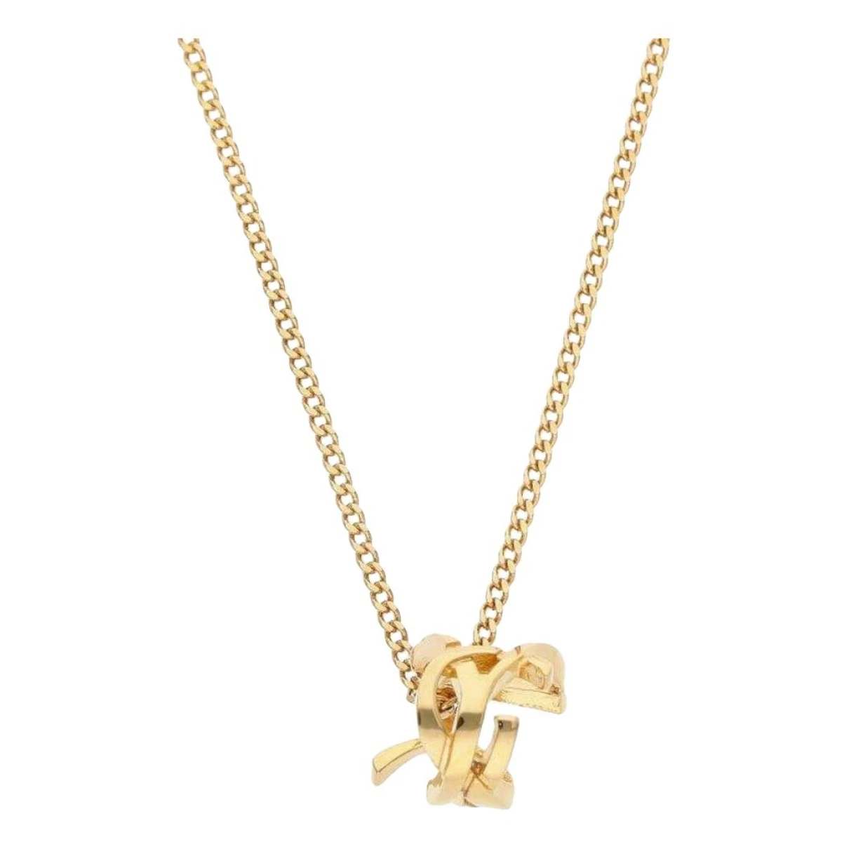 Pre-owned Saint Laurent Monogramme Necklace In Gold