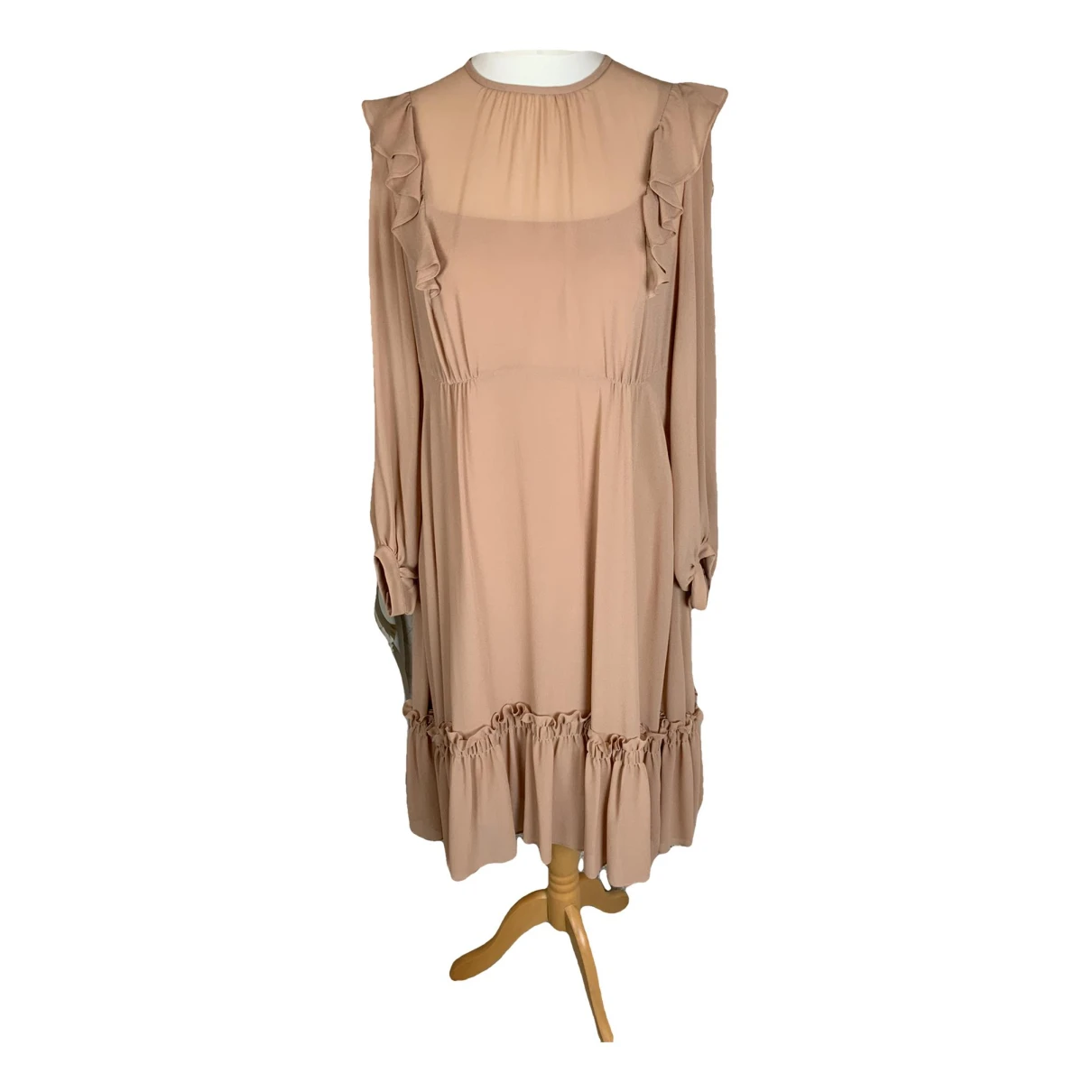Pre-owned Max Mara Silk Mid-length Dress In Pink