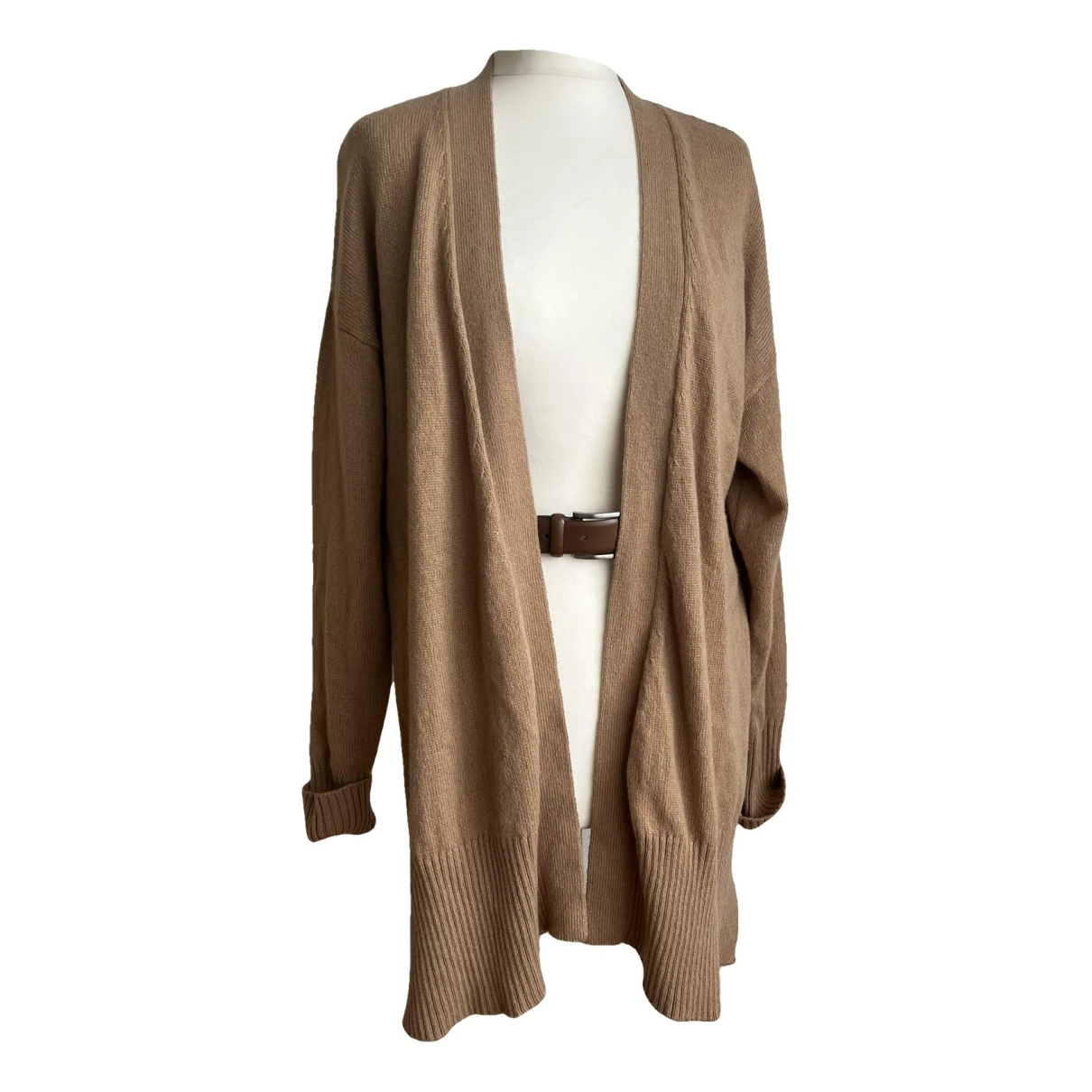 Pre-owned Sandro Wool Cardigan In Camel