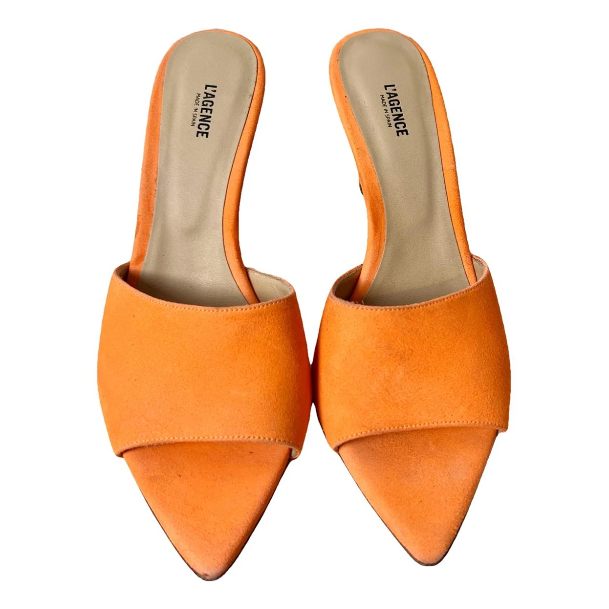 Pre-owned L Agence Leather Mules & Clogs In Orange