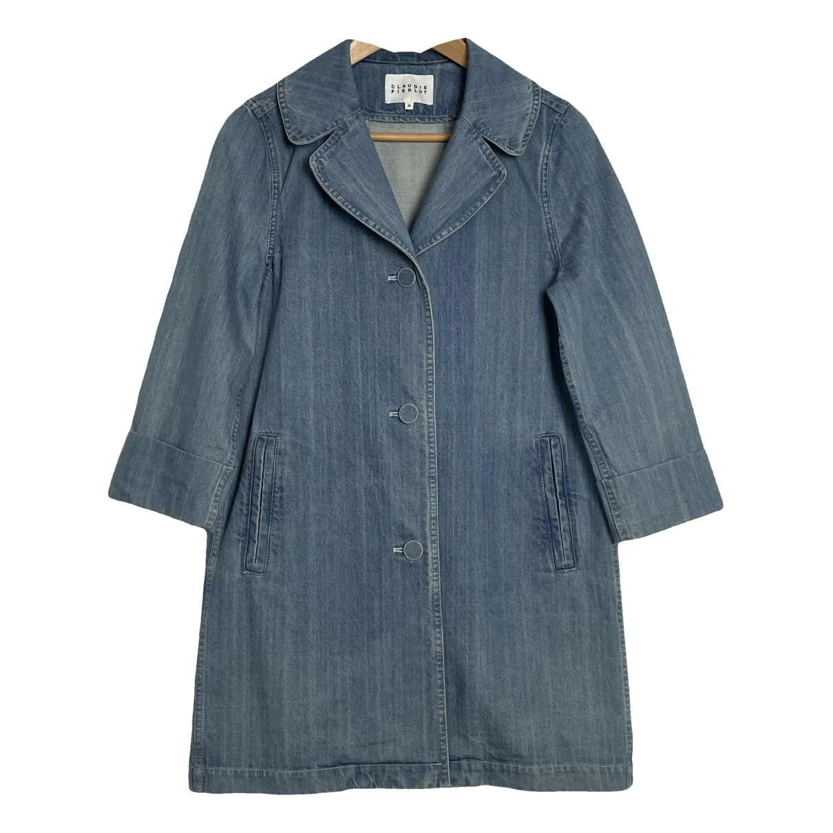 Pre-owned Claudie Pierlot Trench Coat In Blue