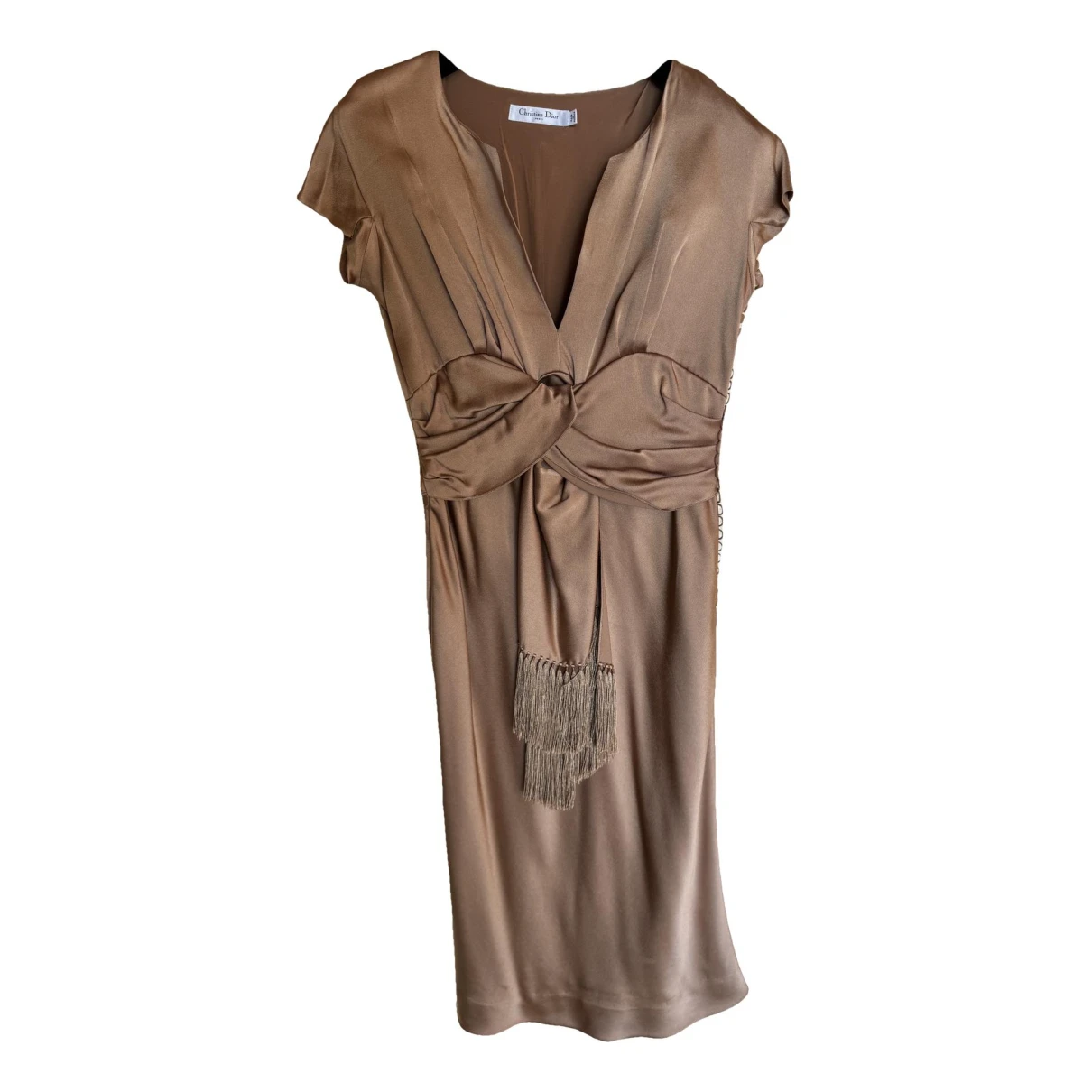 Pre-owned Dior Silk Mid-length Dress In Gold
