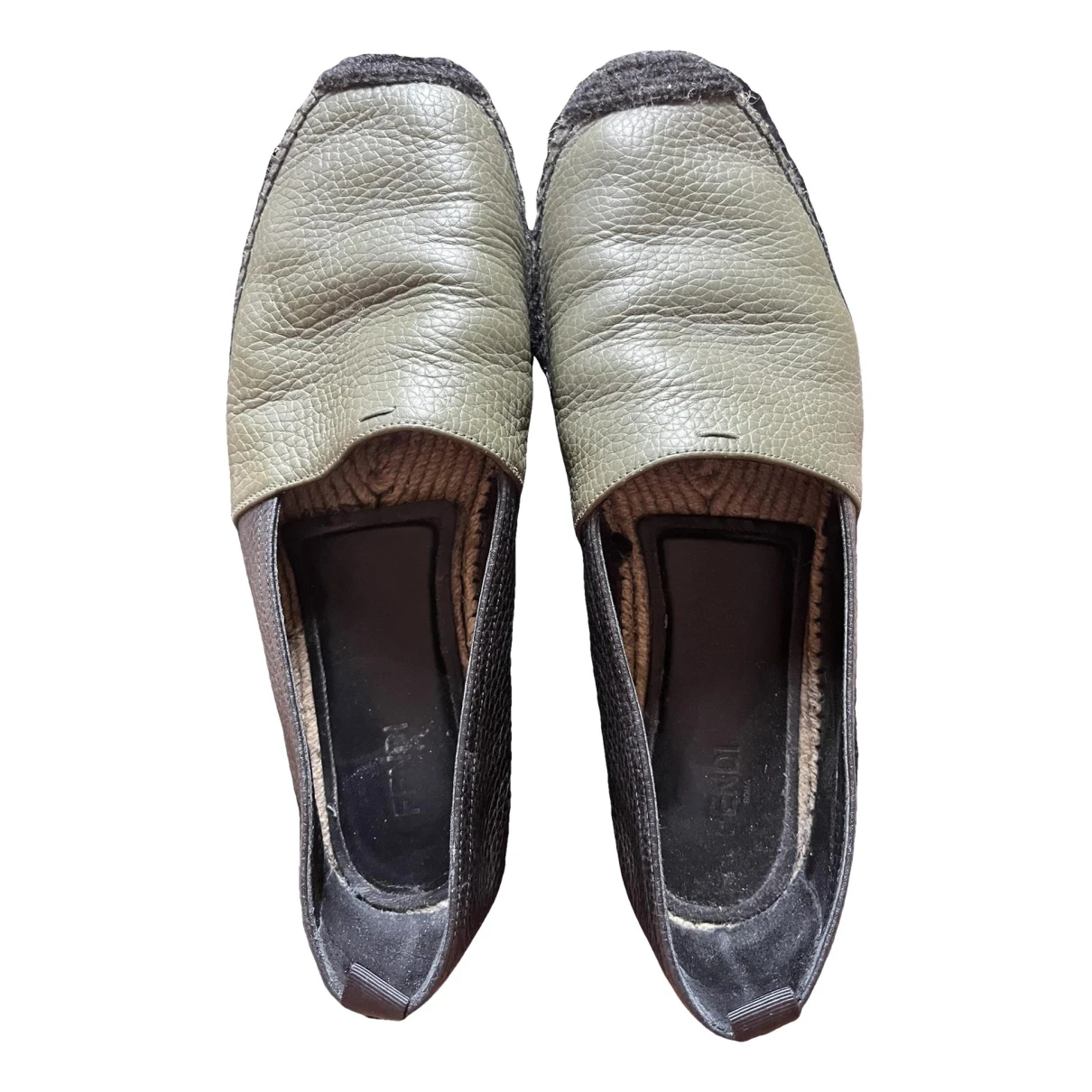 Pre-owned Fendi Leather Espadrilles In Green