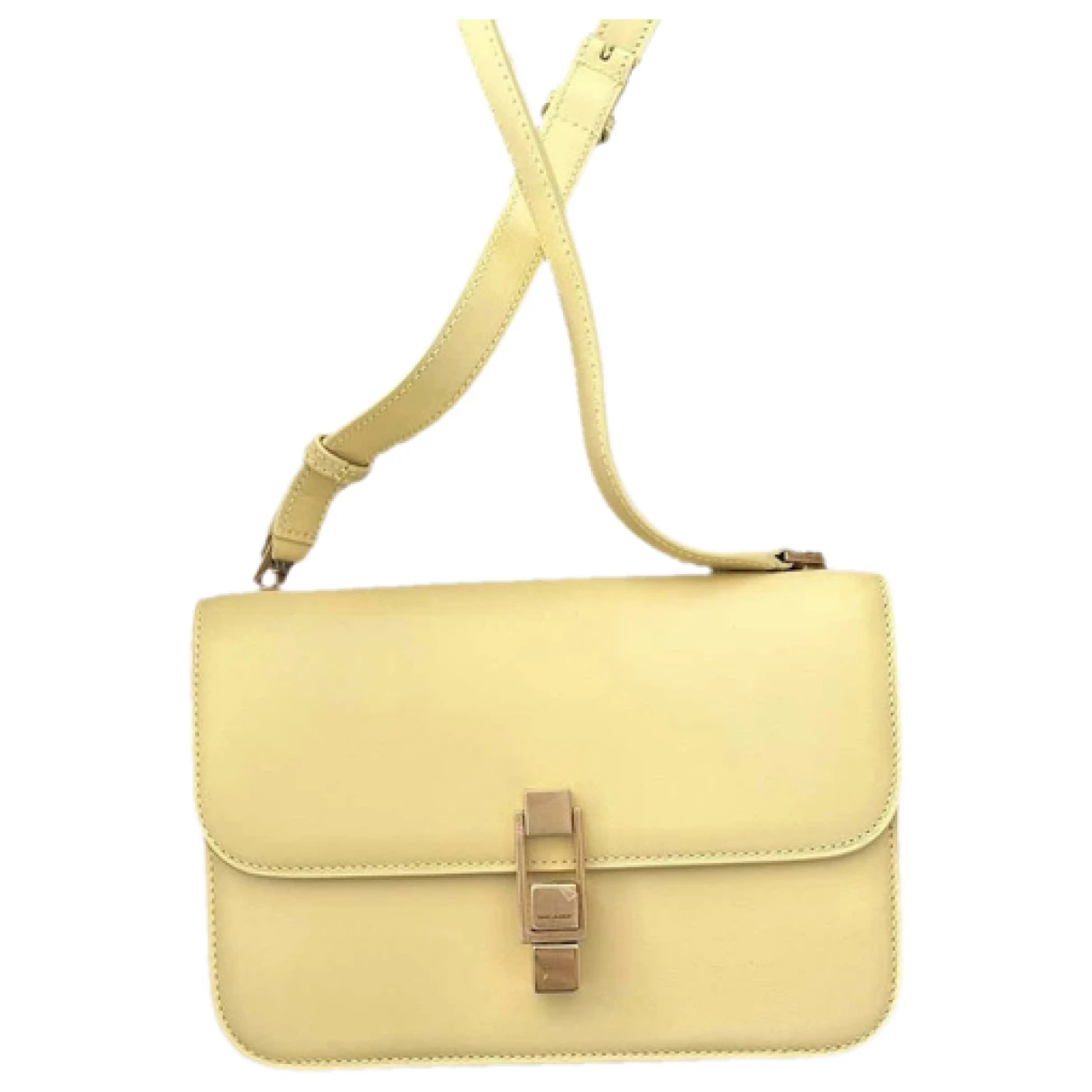 Pre-owned Saint Laurent Carré Leather Crossbody Bag In Yellow