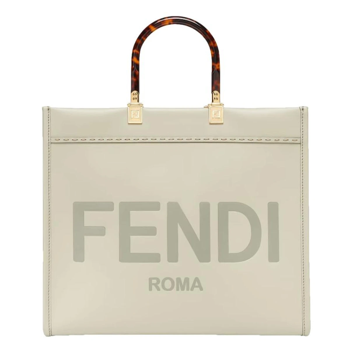 Pre-owned Fendi Sunshine Leather Tote In Green
