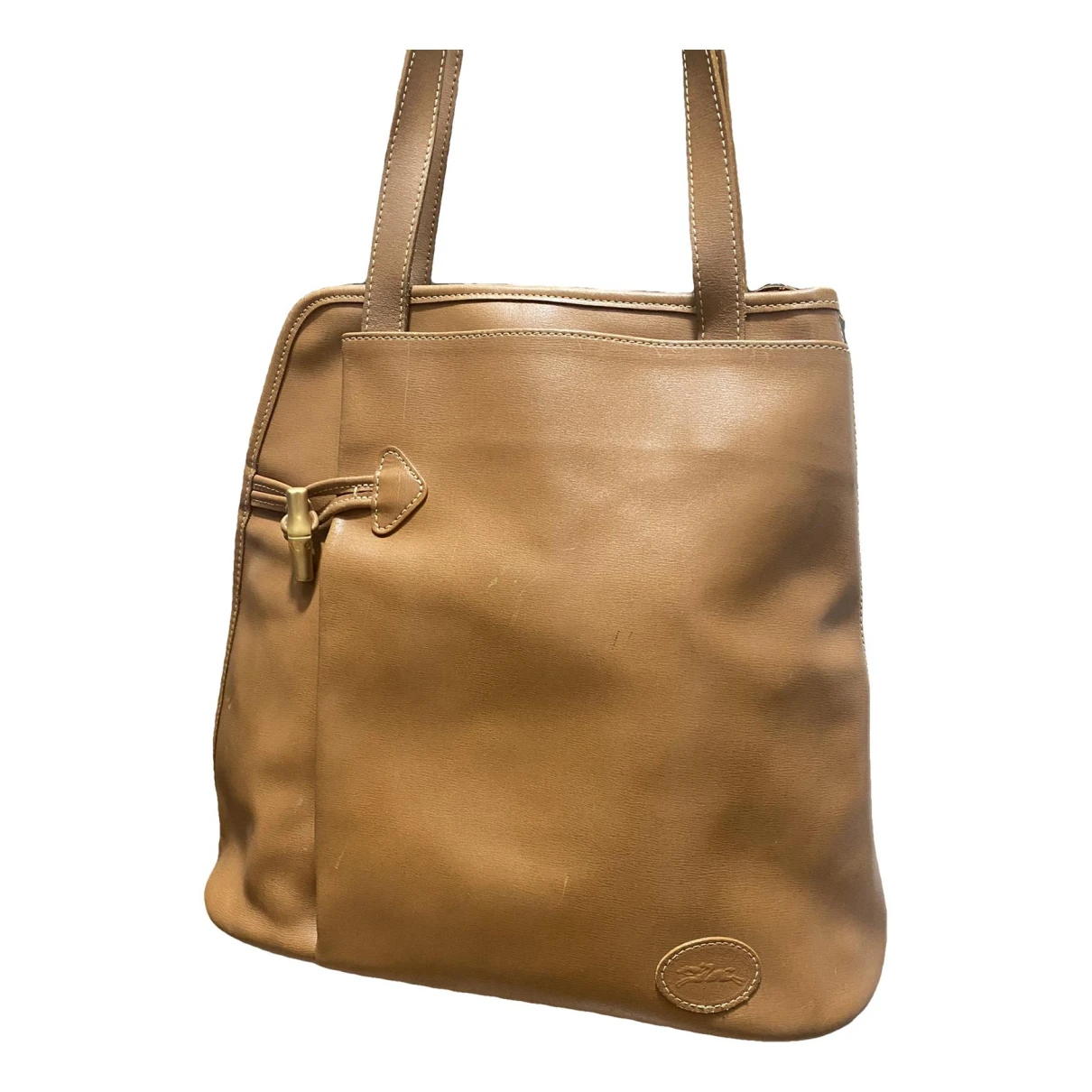 Pre-owned Longchamp Vegan Leather Handbag In Camel