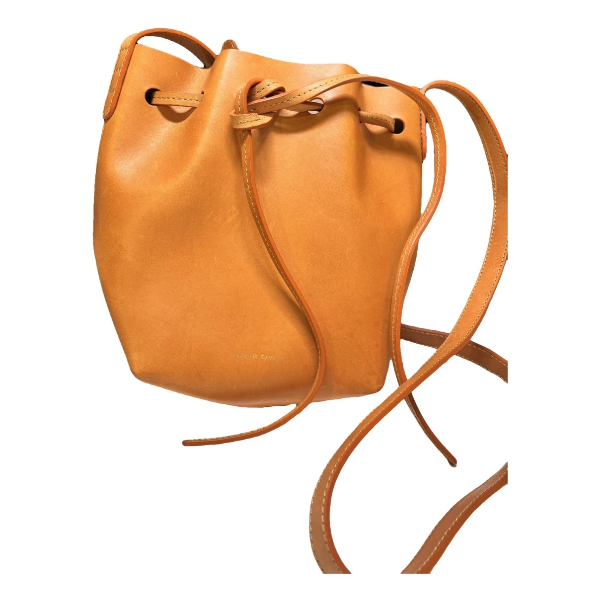 Pre-owned Mansur Gavriel Bucket Leather Bag In Camel