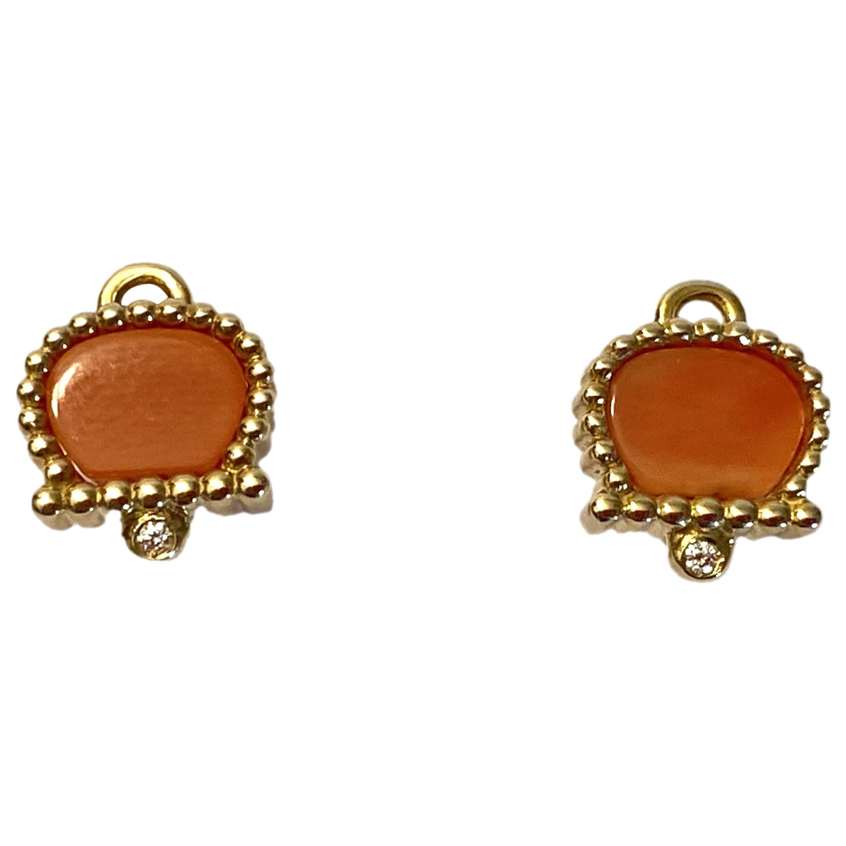 Pre-owned Chantecler Yellow Gold Earrings In Red