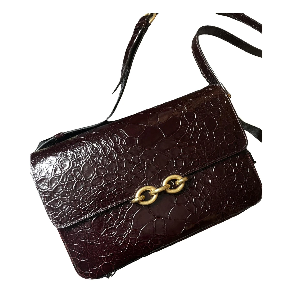 Pre-owned Saint Laurent Le Maillon Leather Handbag In Burgundy