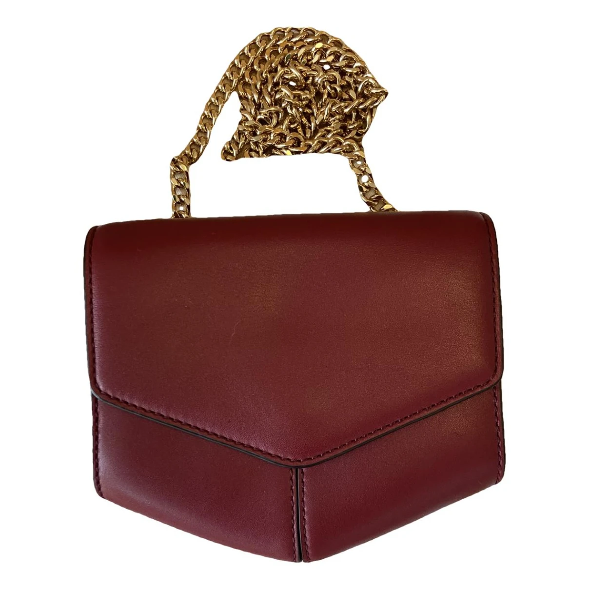 Pre-owned Sandro Leather Handbag In Burgundy