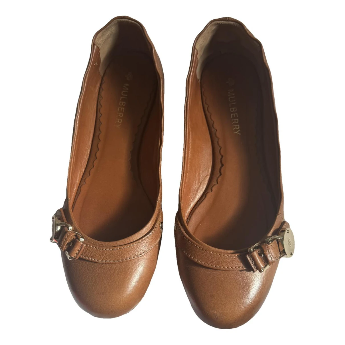 Pre-owned Mulberry Leather Ballet Flats In Brown