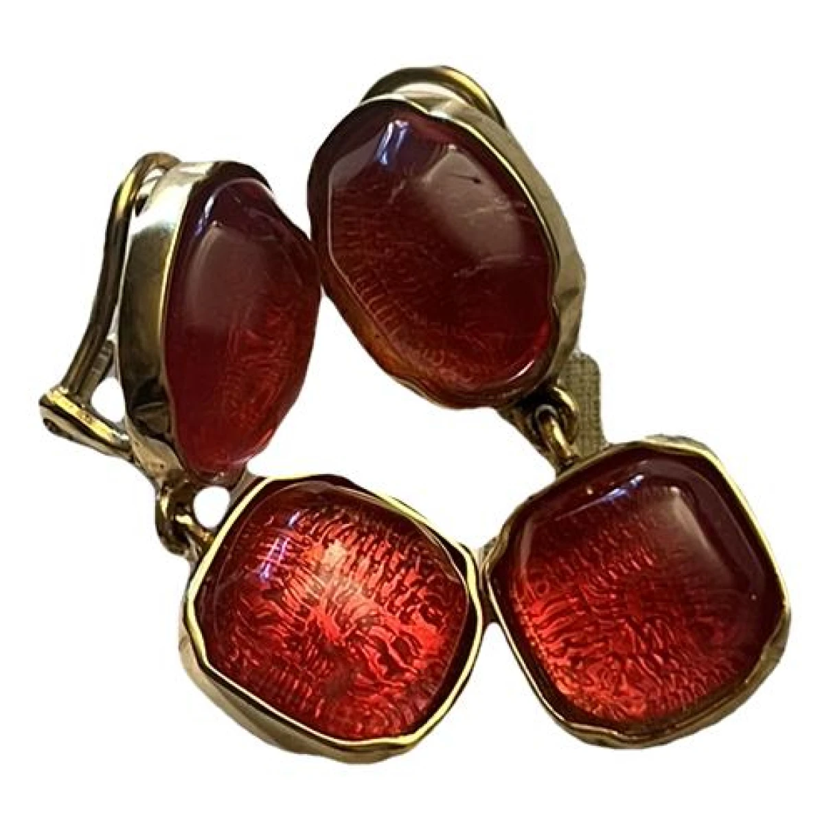 Pre-owned Goossens Crystal Earrings In Red