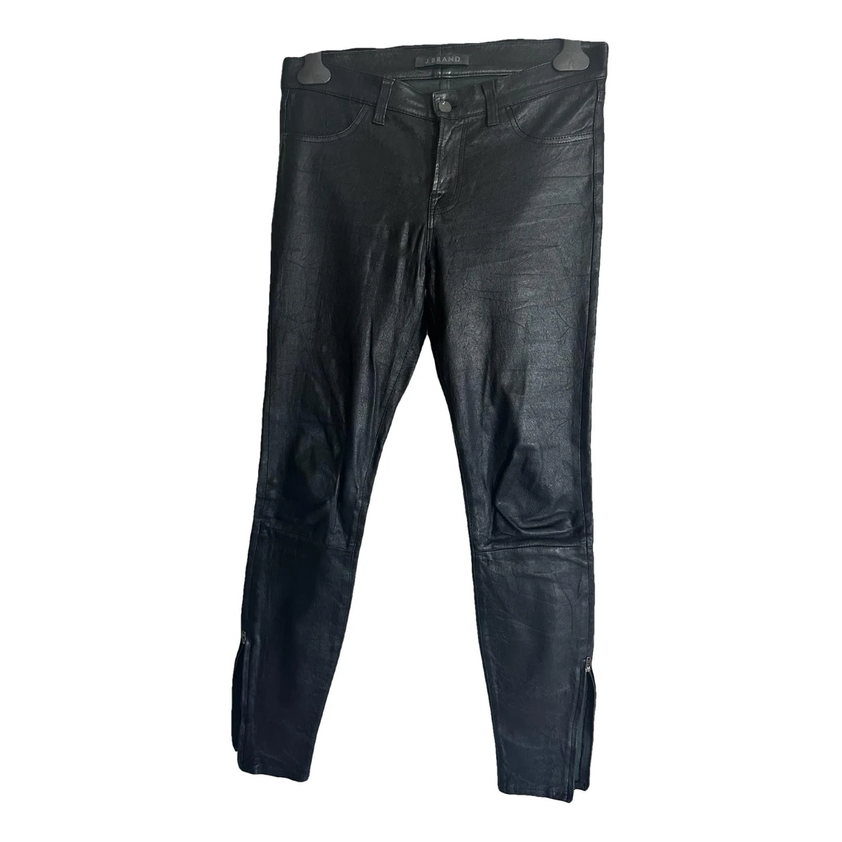 Pre-owned J Brand Leather Straight Pants In Black
