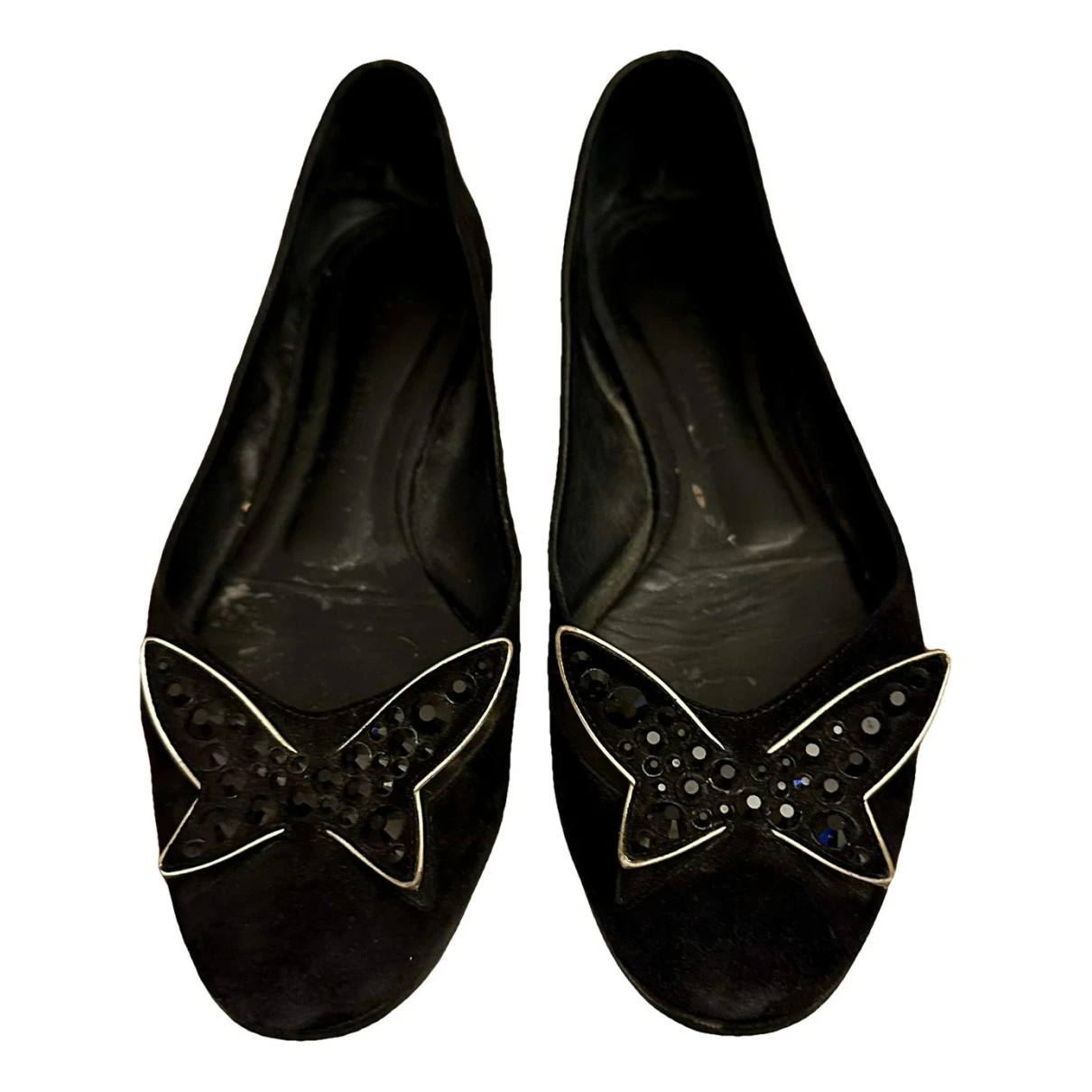 Pre-owned Casadei Ballet Flats In Black