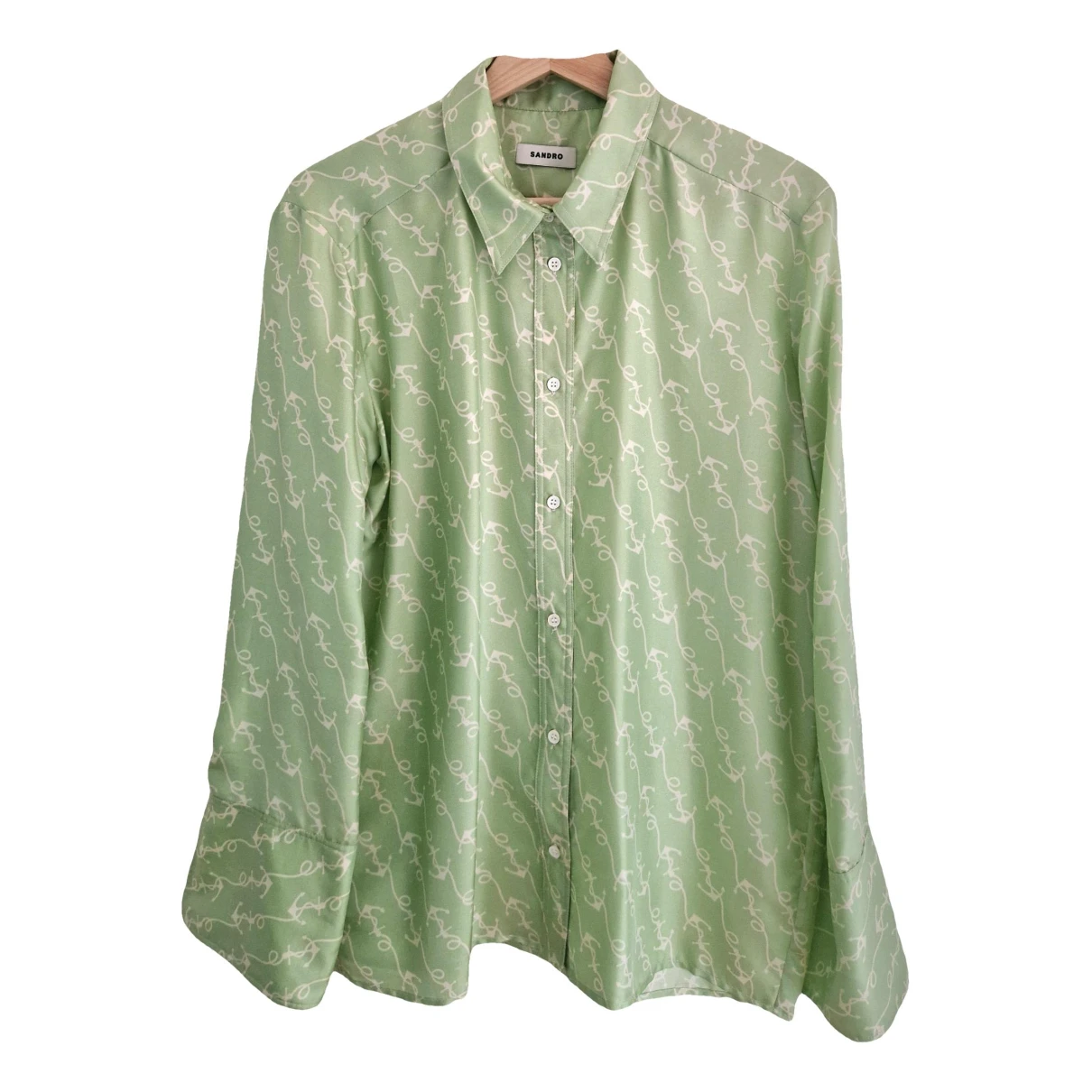 Pre-owned Sandro Silk Shirt In Green