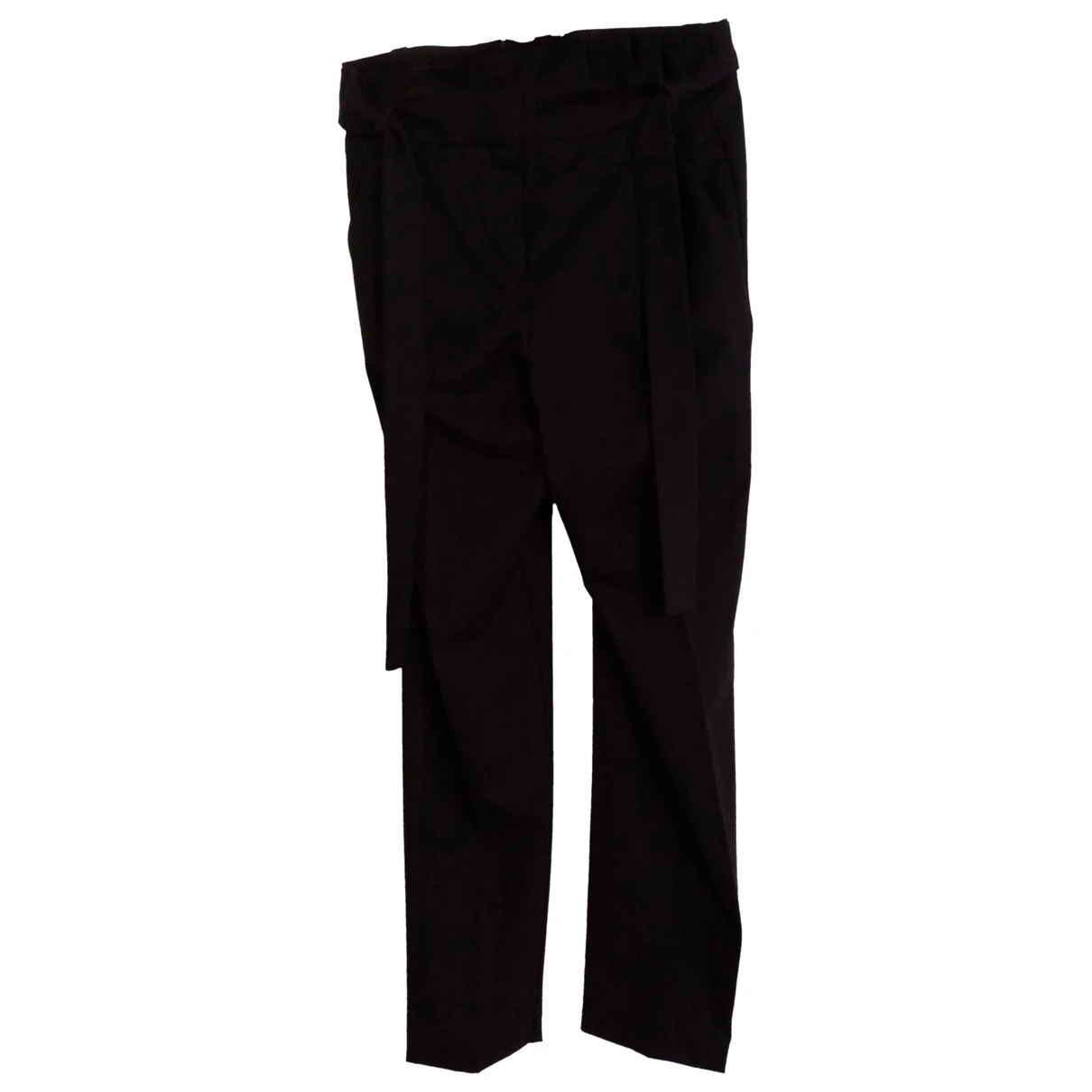 Pre-owned Maje Wool Straight Pants In Black
