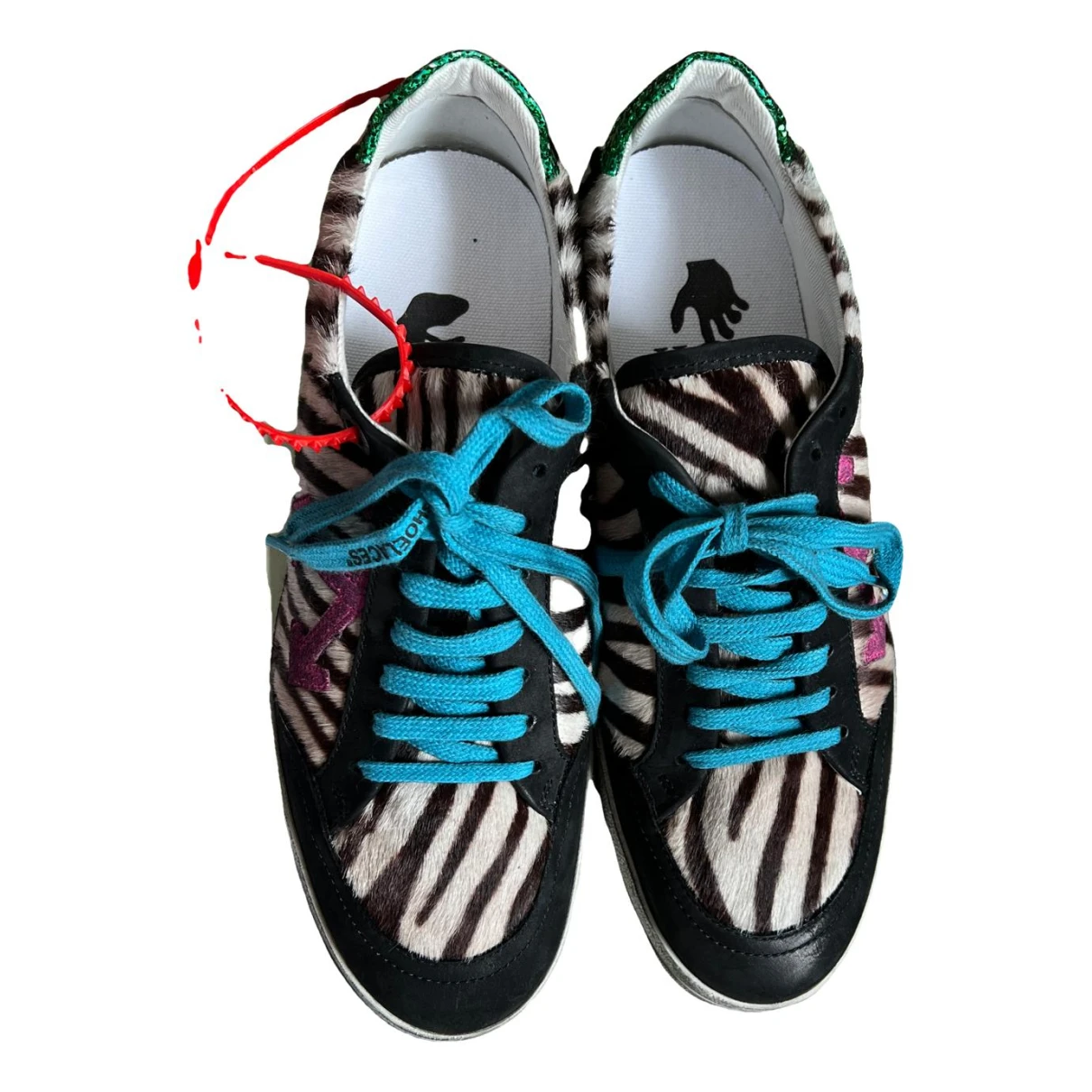 Pre-owned Off-white Pony-style Calfskin Trainers In Multicolour