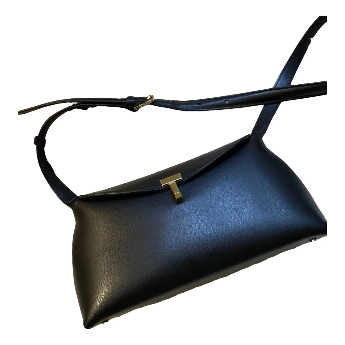 Pre-owned Totême T-lock Leather Clutch Bag In Black