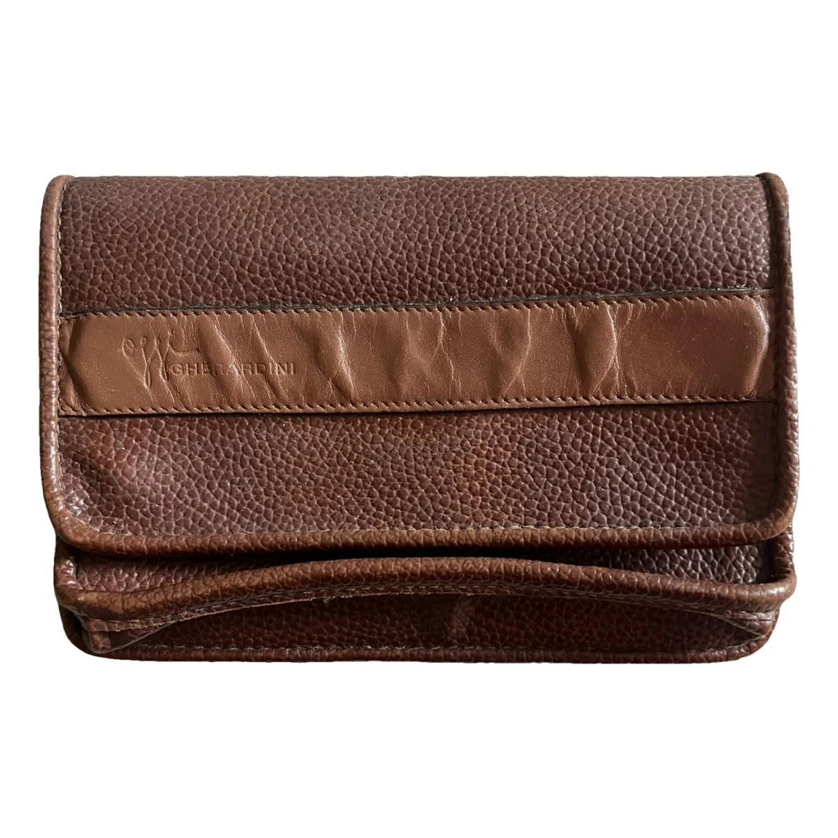 Pre-owned Gherardini Vegan Leather Clutch Bag In Brown