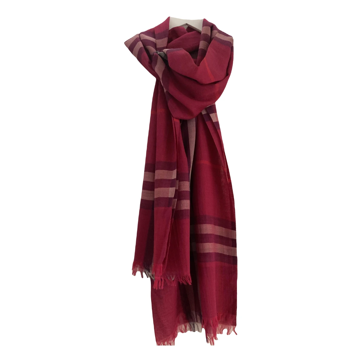 Pre-owned Burberry Wool Scarf In Pink