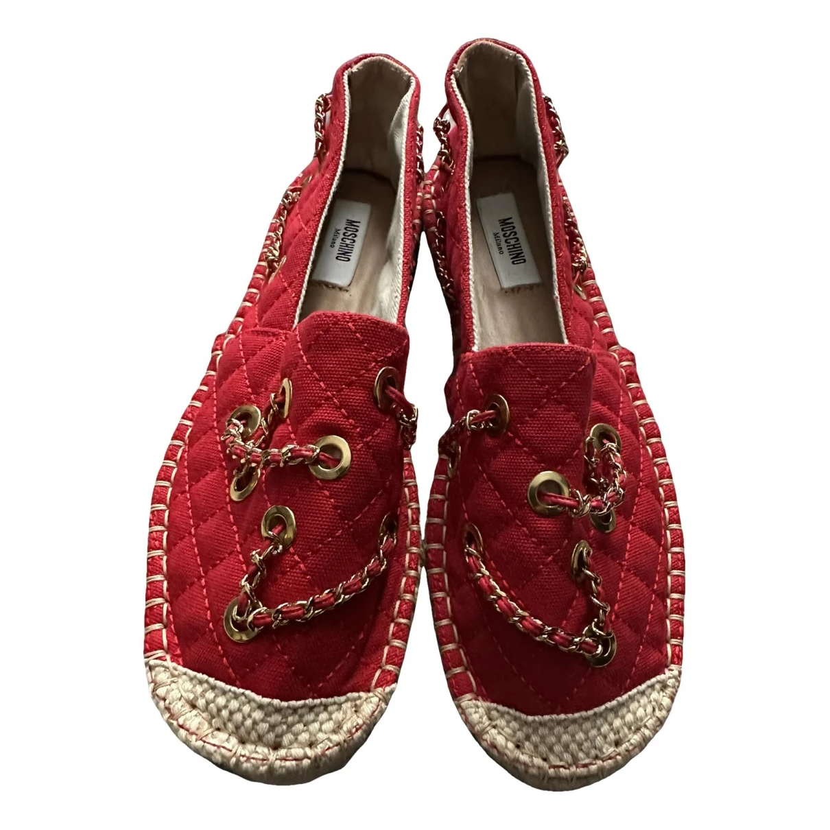 Pre-owned Moschino Cloth Flats In Red