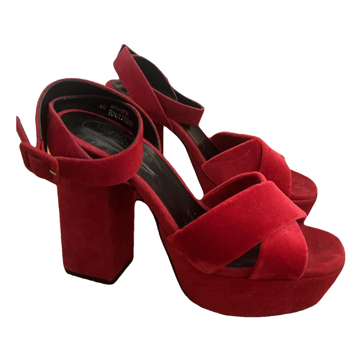 Pre-owned The Kooples Velvet Sandals In Red