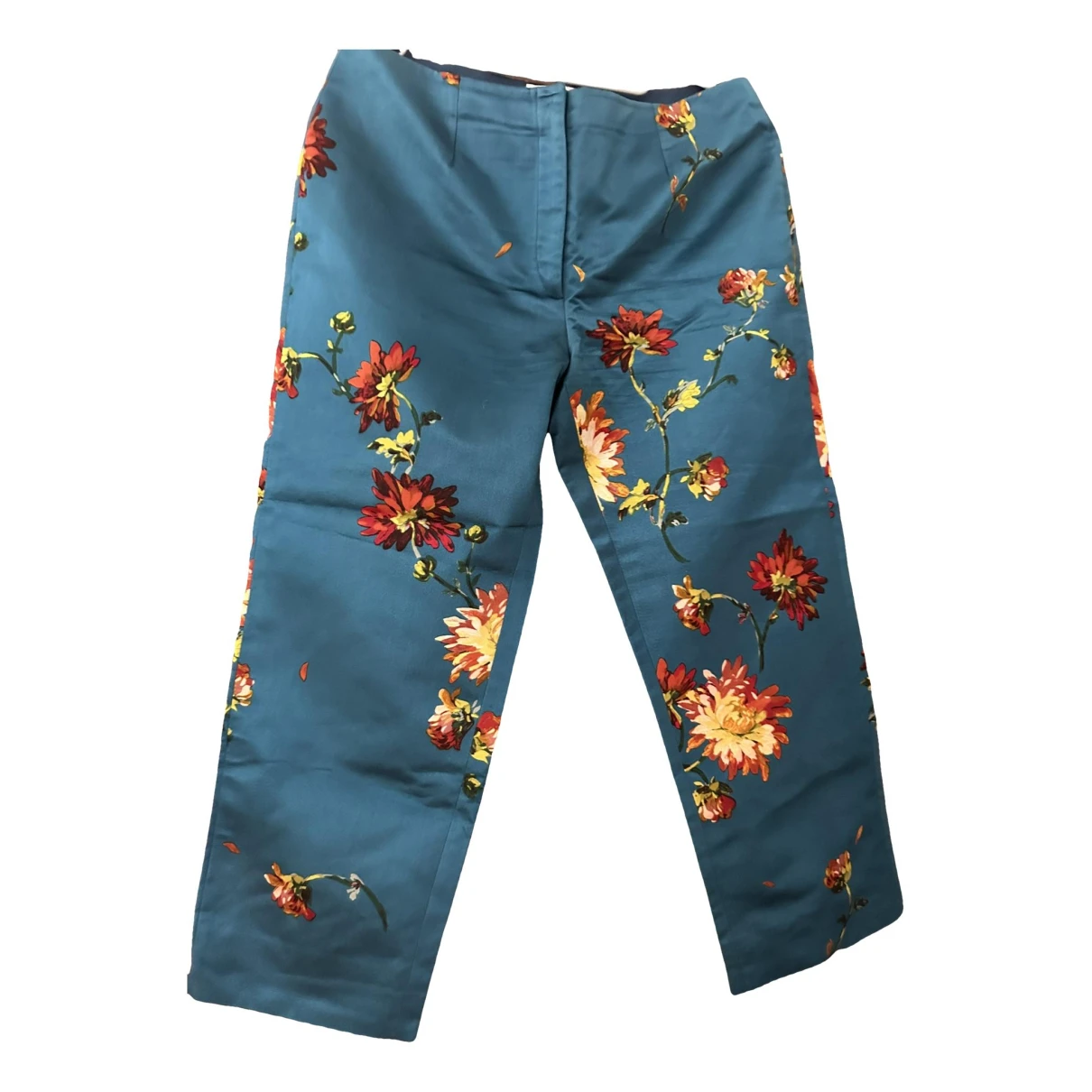 Pre-owned Dolce & Gabbana Silk Trousers In Blue