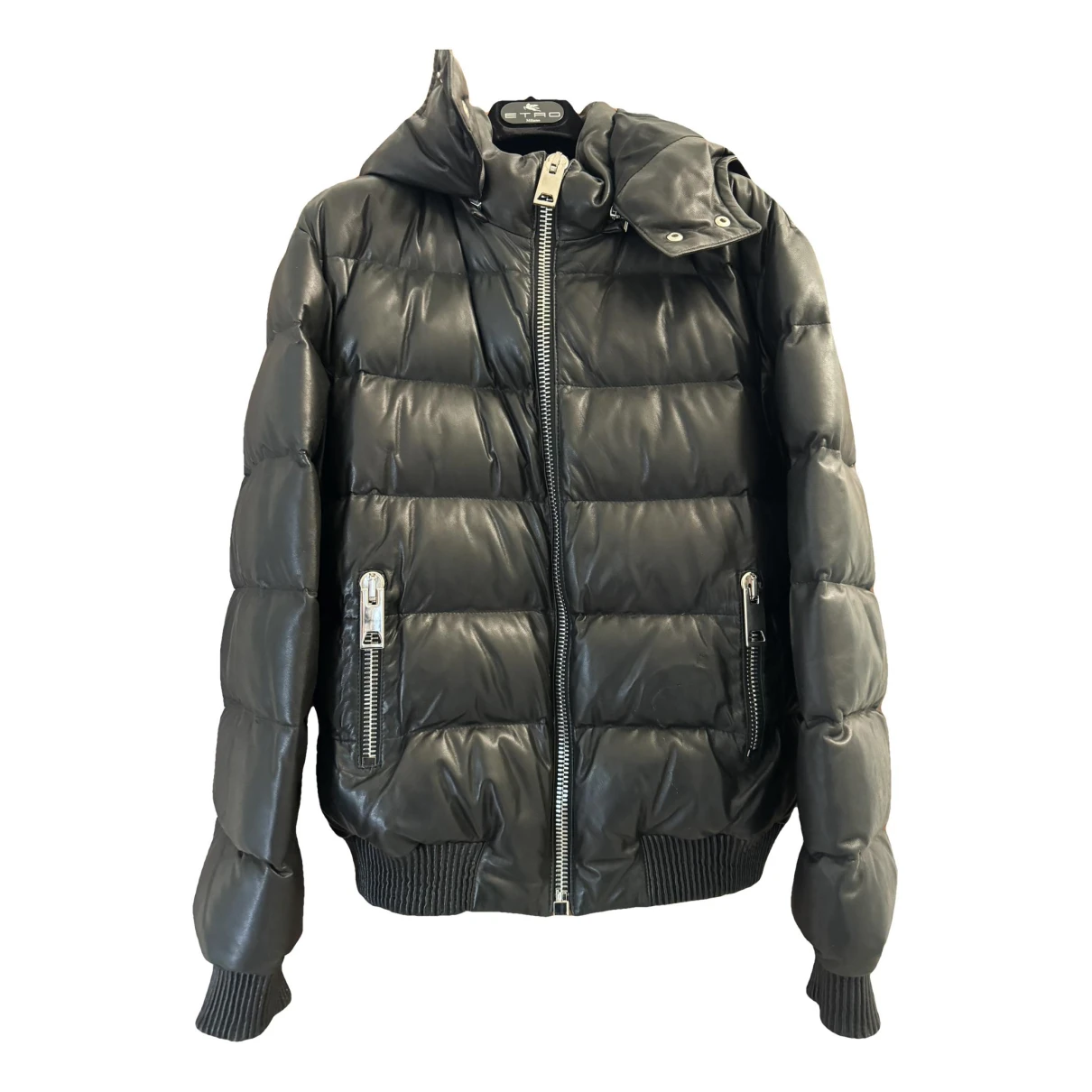 Pre-owned Les Hommes Leather Puffer In Black