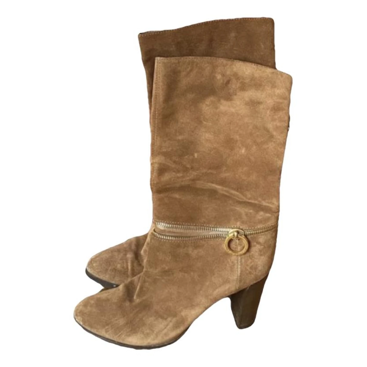 Pre-owned Sergio Rossi Boots In Camel
