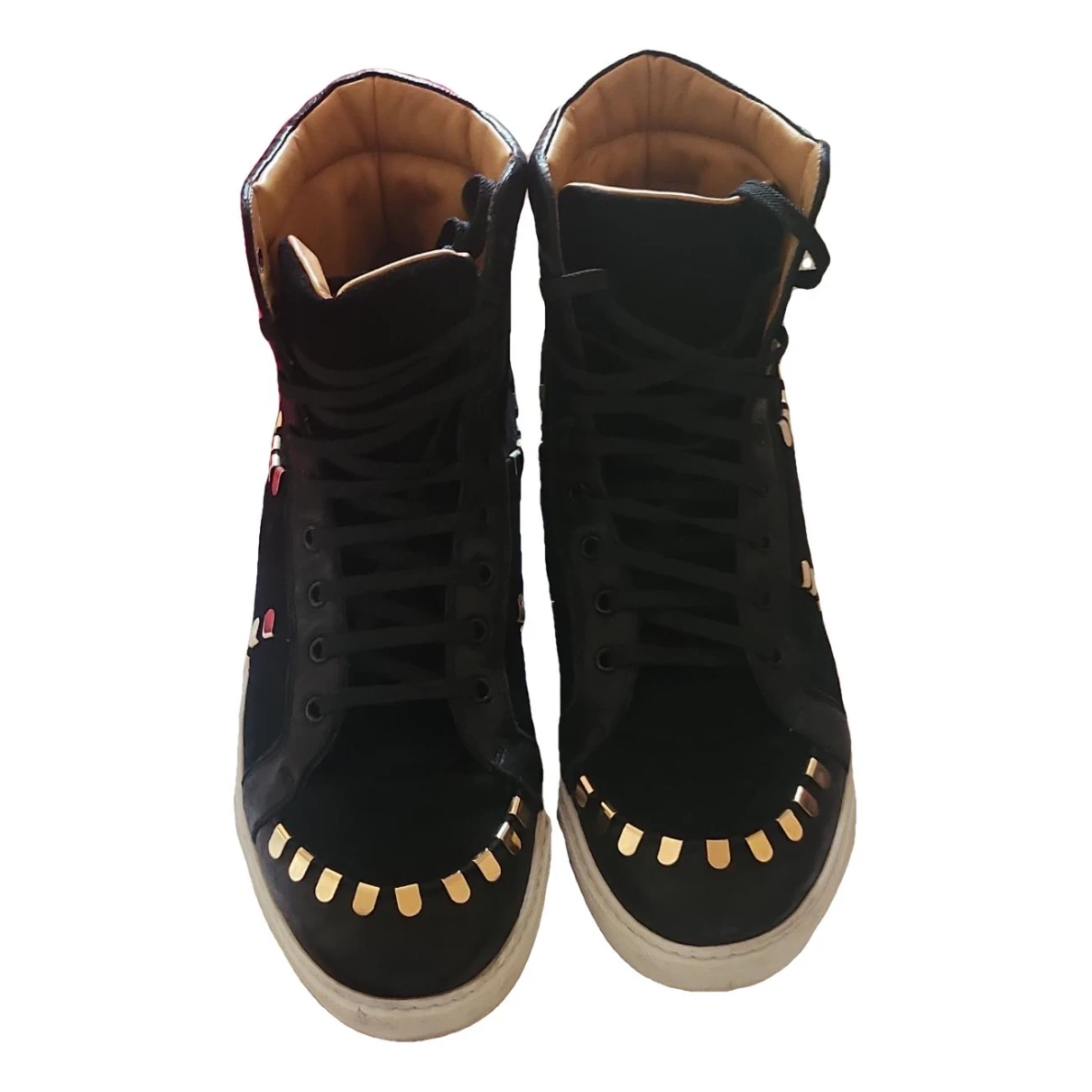 Pre-owned Louis Leeman Leather High Trainers In Black