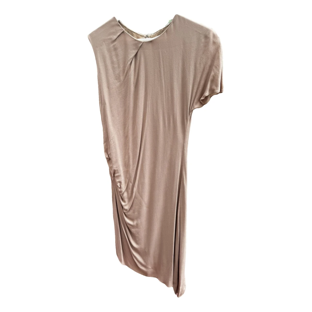 Pre-owned Carven Silk Mid-length Dress In Beige