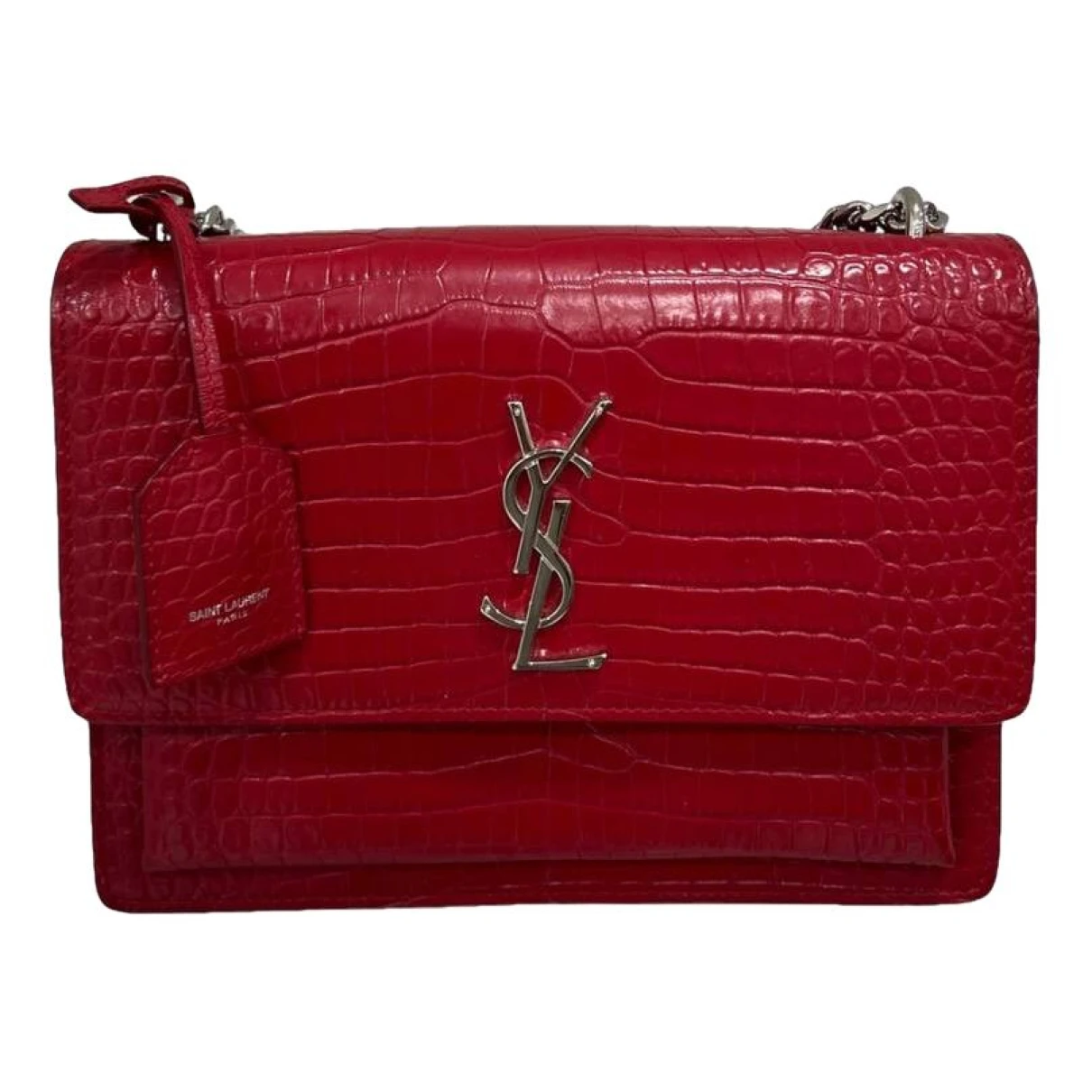 Pre-owned Saint Laurent Sunset Leather Crossbody Bag In Red