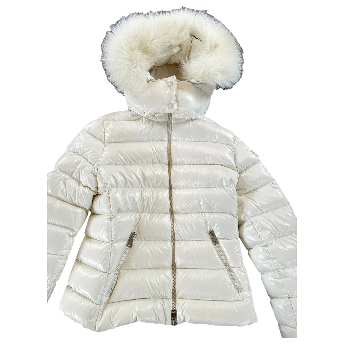 Pre-owned Moncler Fur Hood Jacket In White