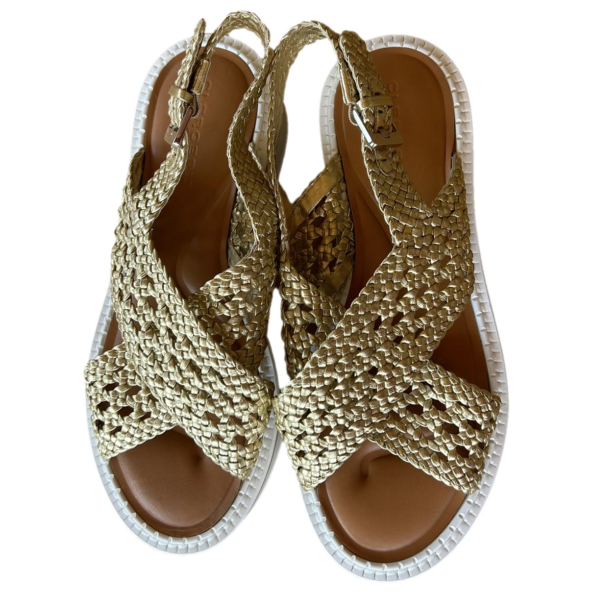 Pre-owned Robert Clergerie Glitter Flats In Gold