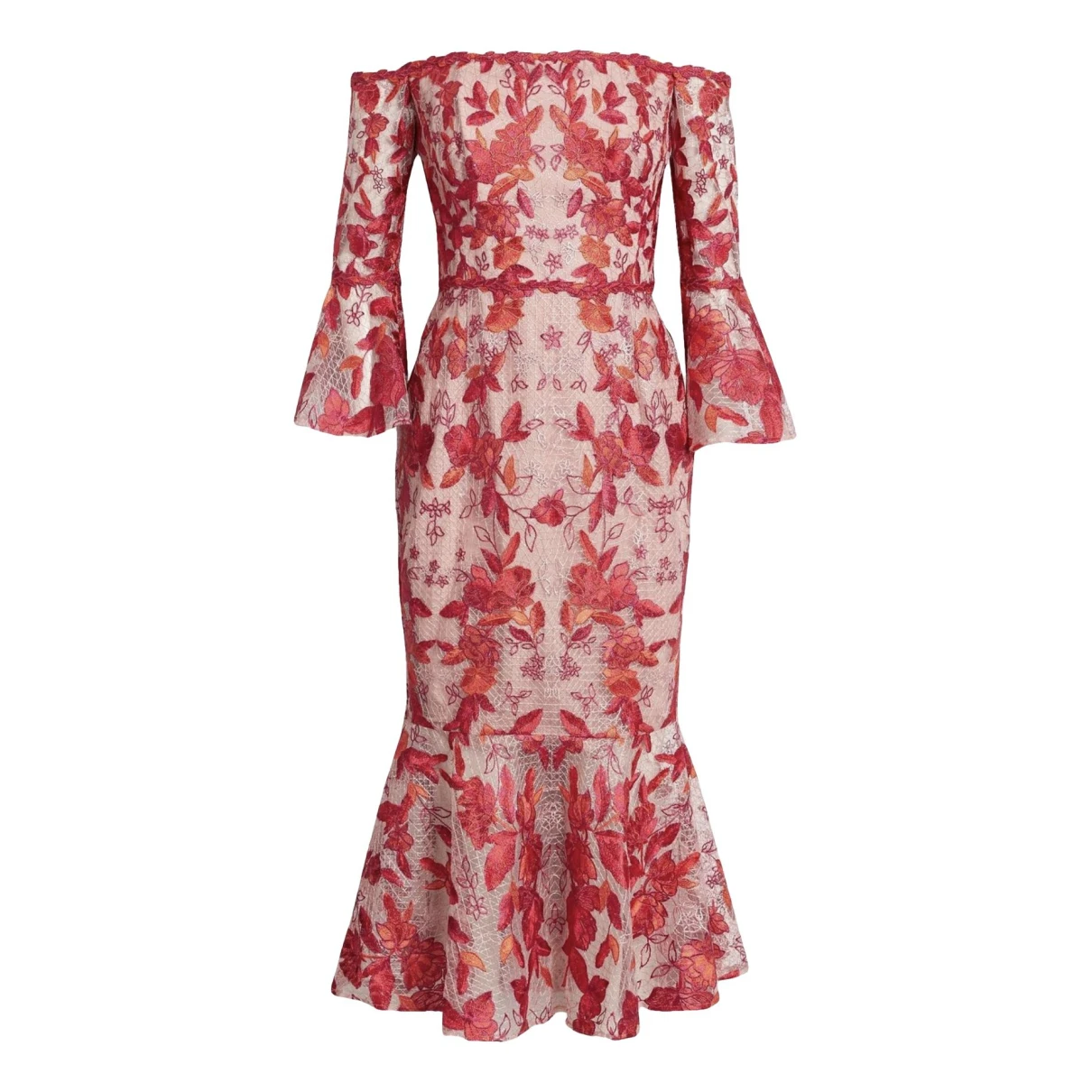 Pre-owned Marchesa Notte Mid-length Dress In Red