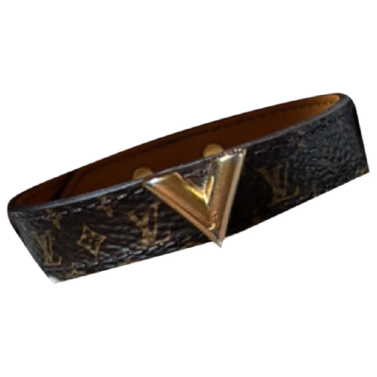 Pre-owned Louis Vuitton Essential V Leather Bracelet In Gold