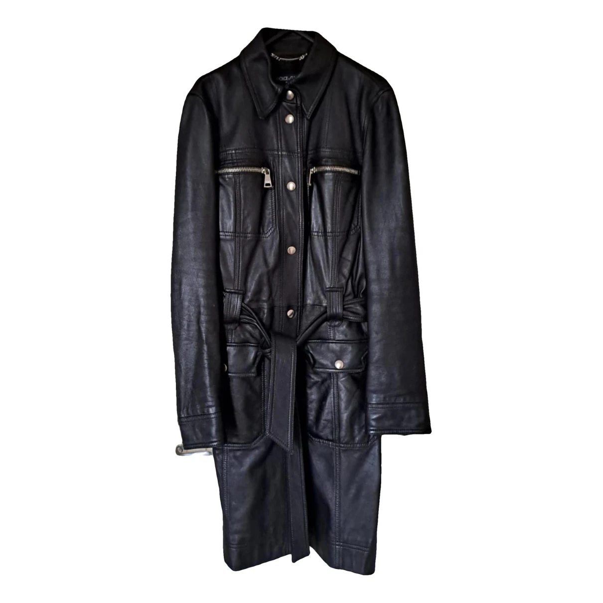 Pre-owned Dolce & Gabbana Leather Short Vest In Black