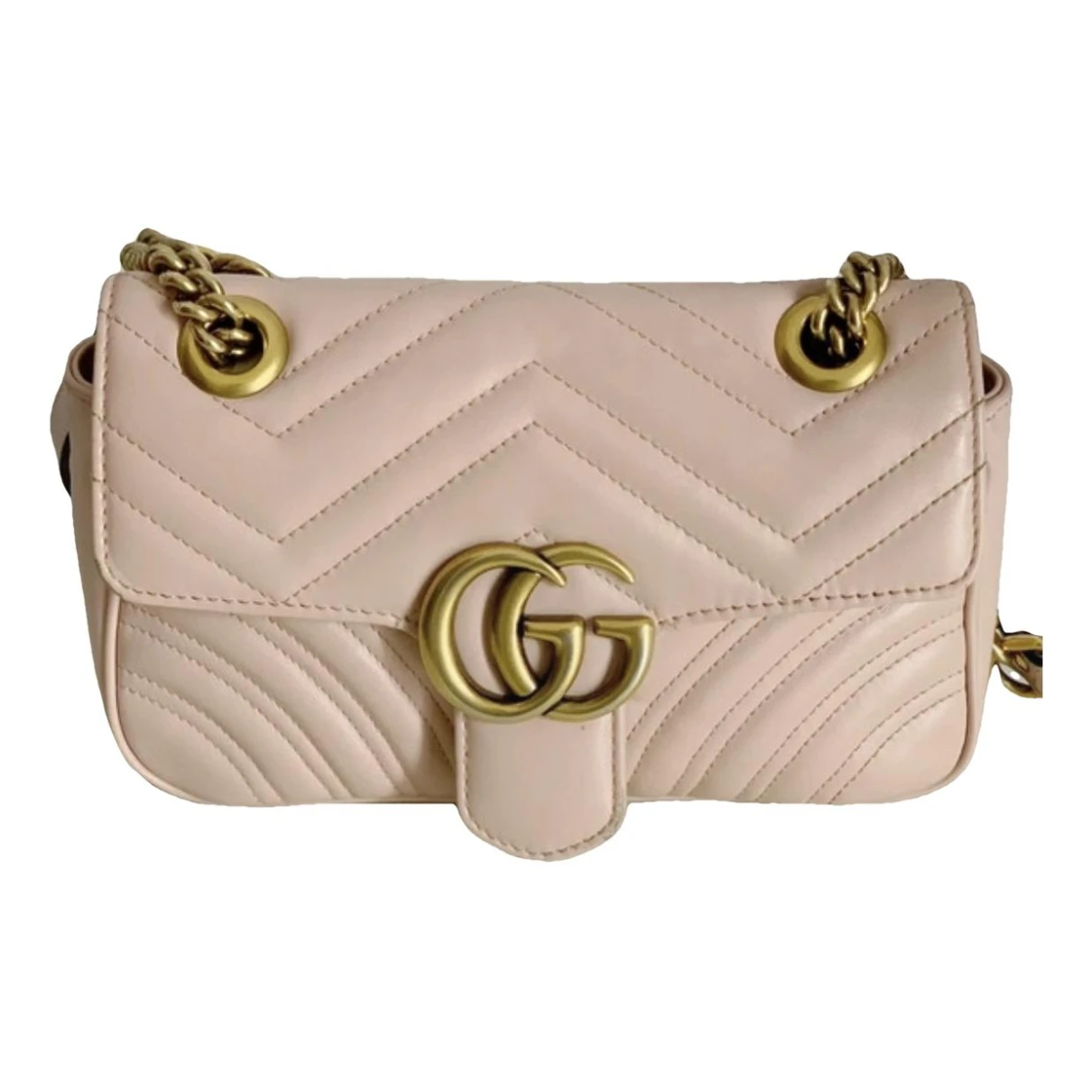 Pre-owned Gucci Gg Marmont Flap Leather Crossbody Bag In Pink