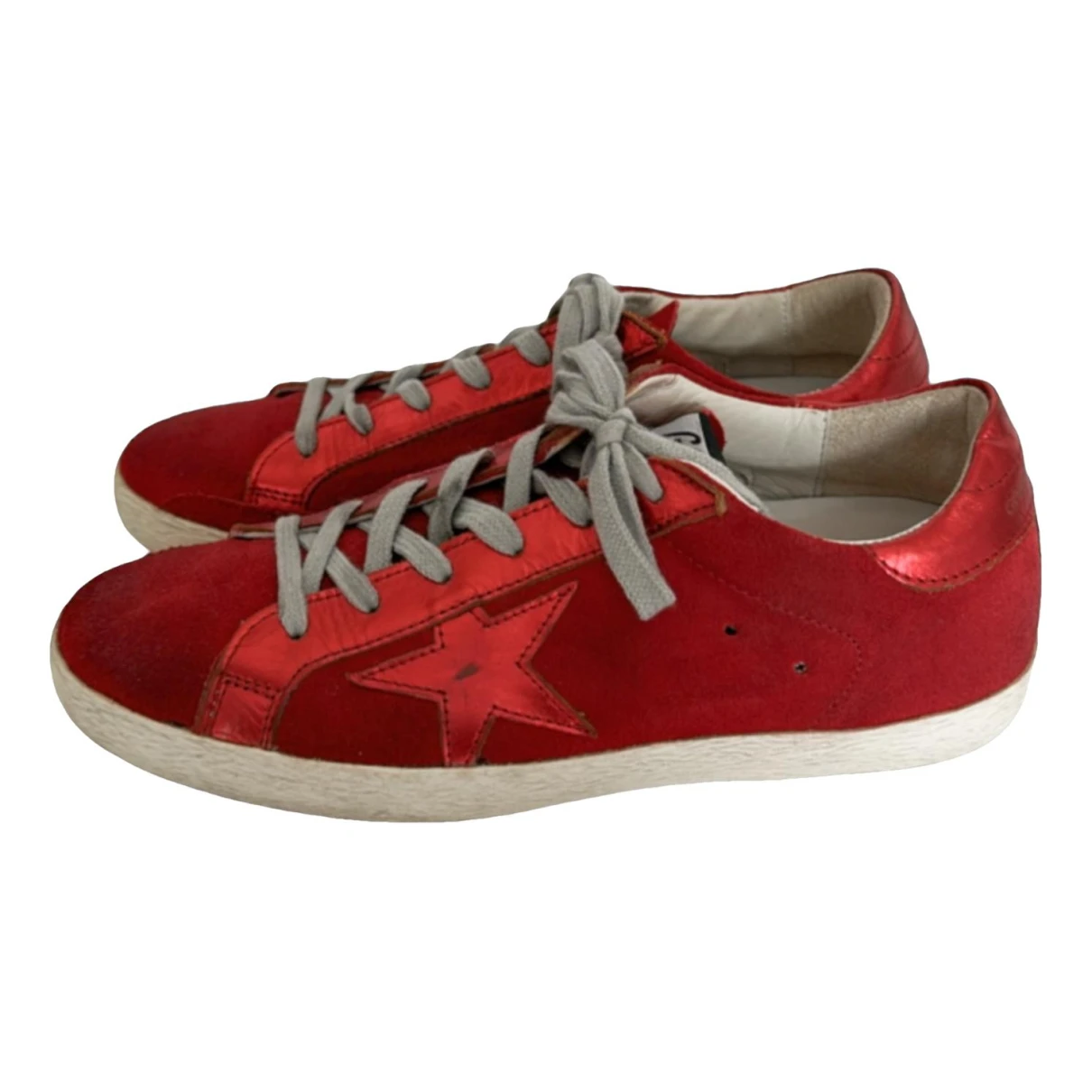 Pre-owned Golden Goose Superstar Trainers In Red