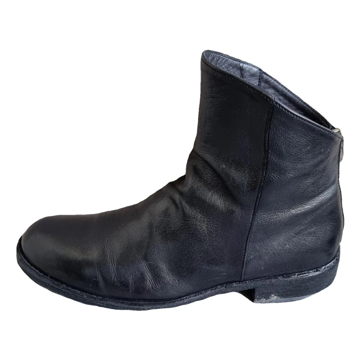 Pre-owned Officine Creative Leather Biker Boots In Black