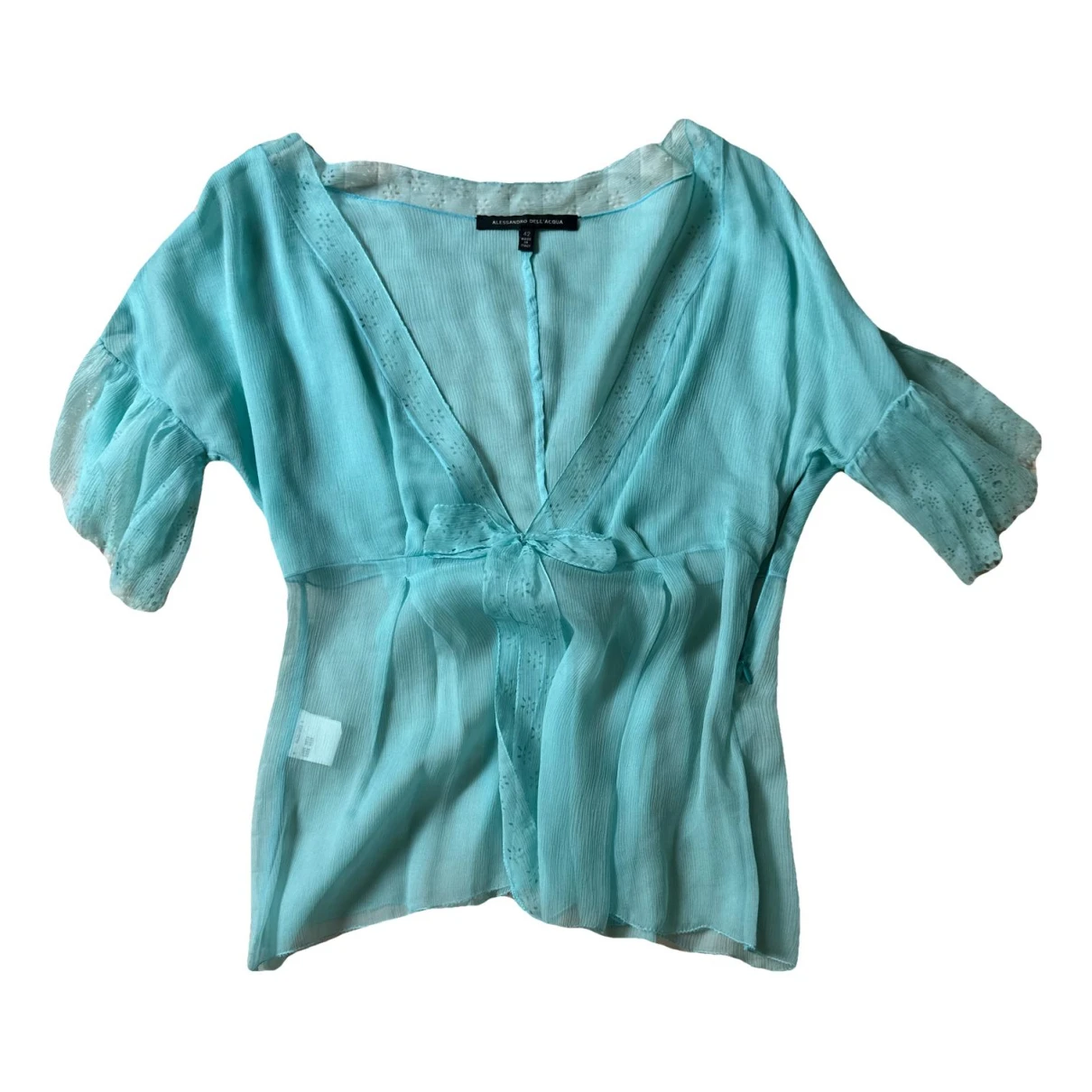Pre-owned Alessandro Dell'acqua Silk Blouse In Turquoise