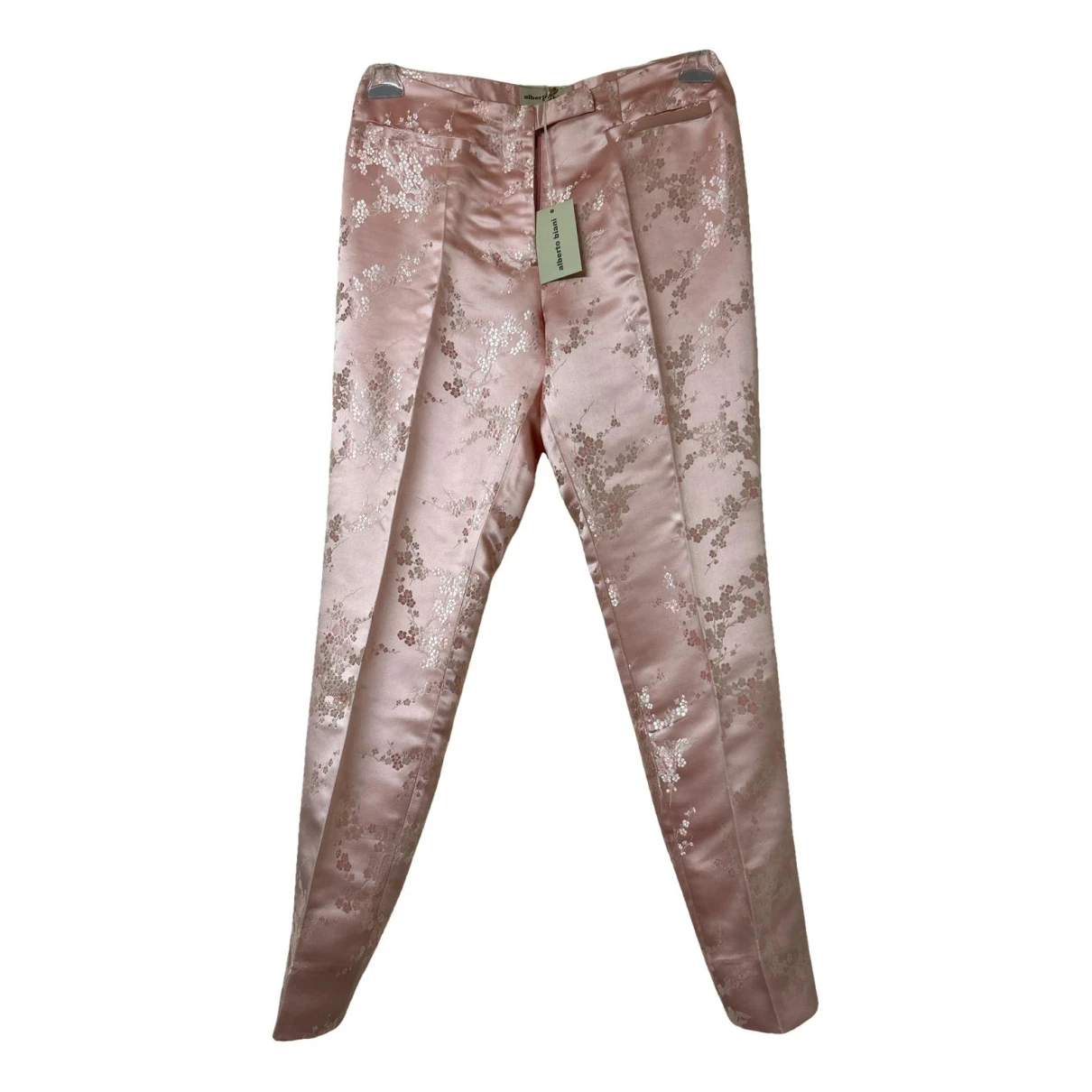Pre-owned Alberto Biani Silk Slim Pants In Pink