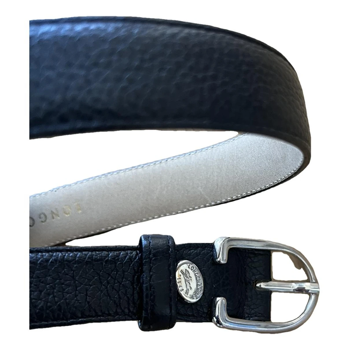 Pre-owned Longchamp Leather Belt In Black