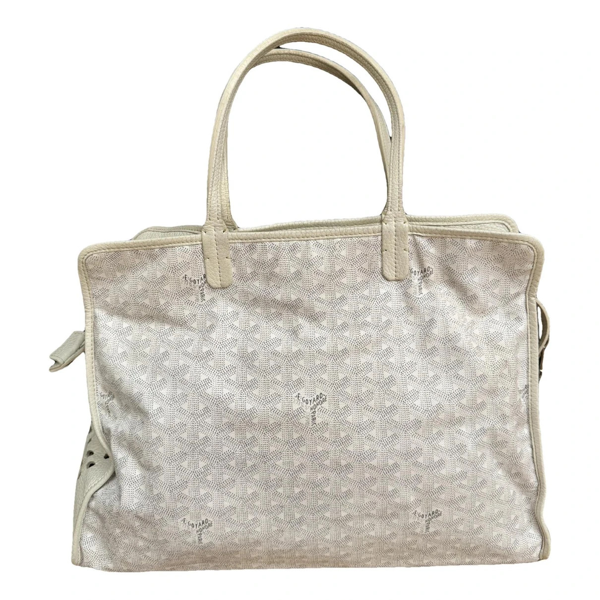 Pre-owned Goyard Hardy Patent Leather Tote In White