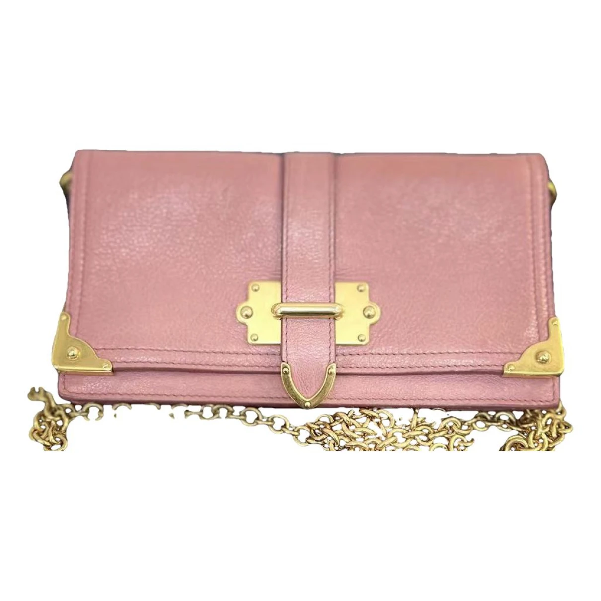 Pre-owned Prada Cahier Chain Leather Crossbody Bag In Pink