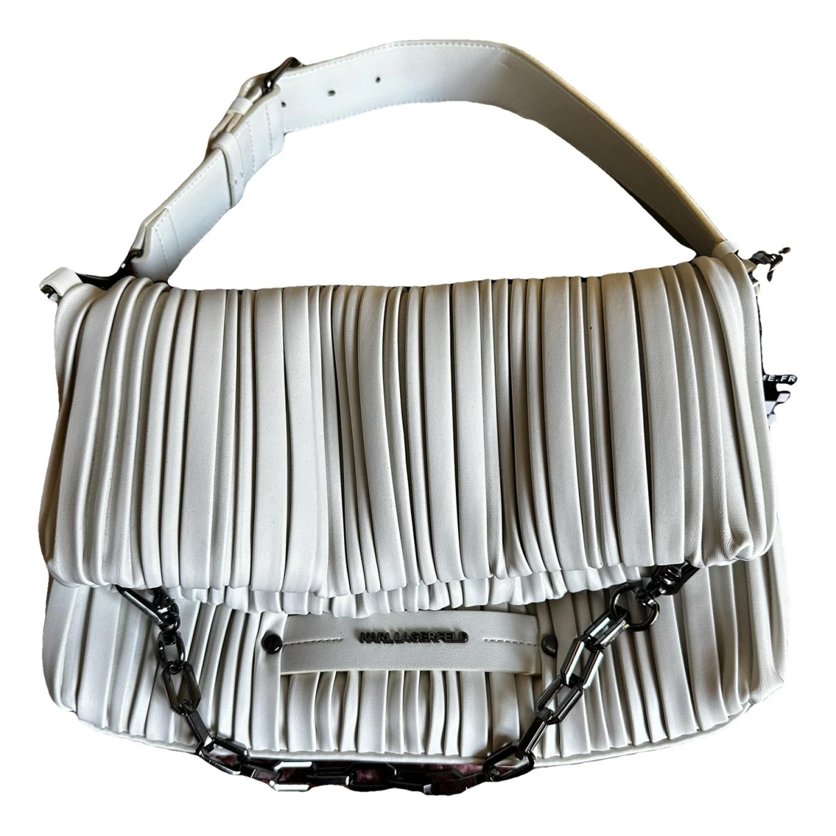 Pre-owned Karl Lagerfeld Leather Handbag In White