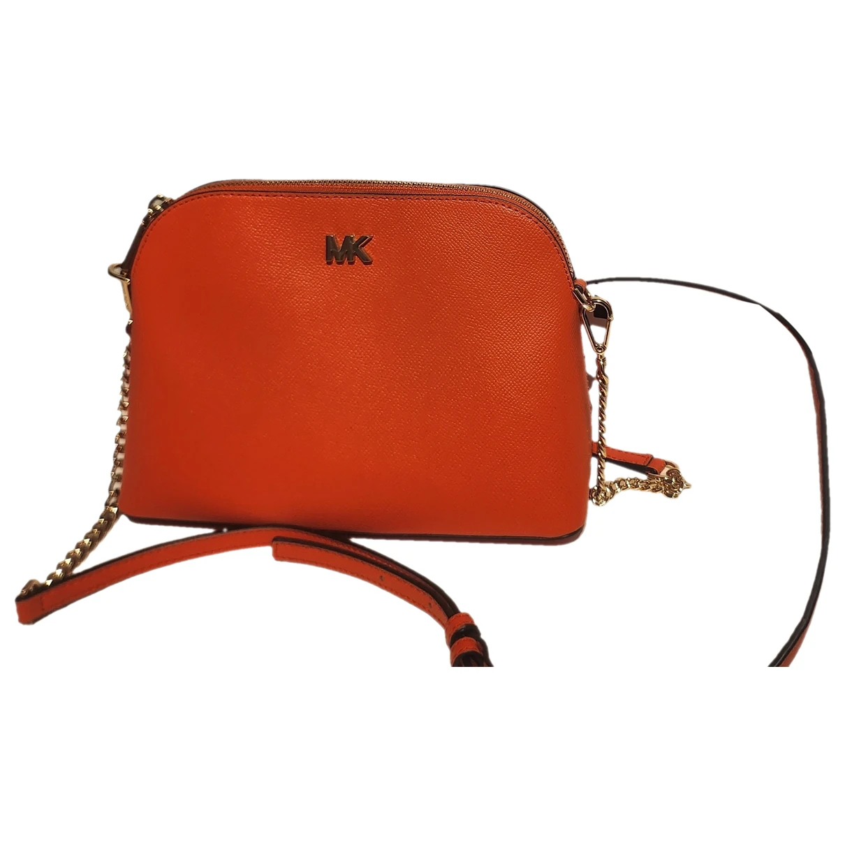 Pre-owned Michael Kors Cindy Leather Clutch Bag In Orange