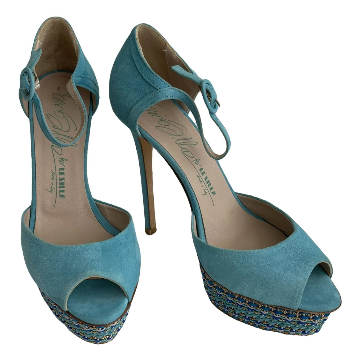 Pre-owned Le Silla Sandals In Turquoise